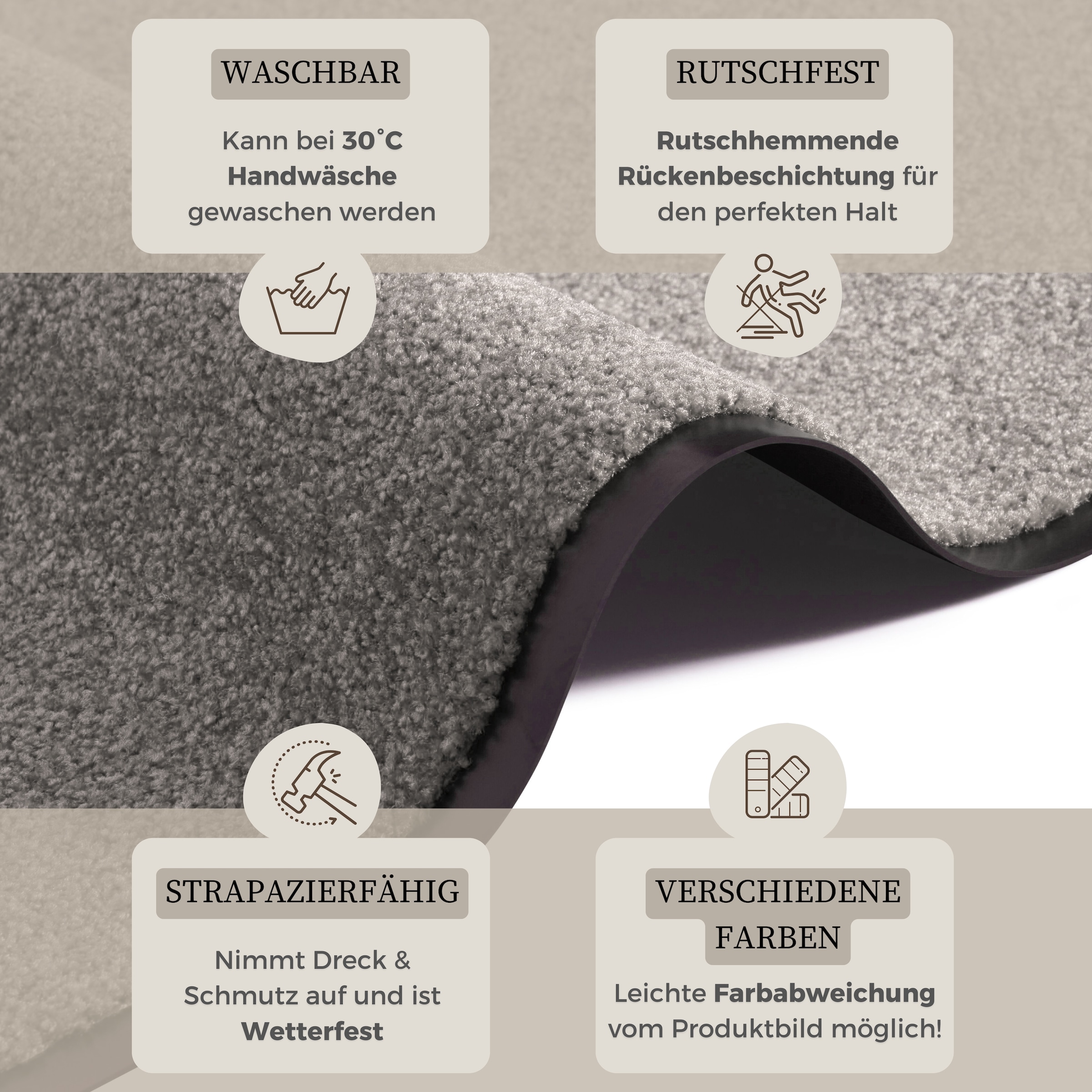 my home Tapis de sol »Clean & Walk« Rectangulaire 7 mm Höhe Schmutzfangmatte, Türmatte, In- und Outdoor, Teppich, Läufer, waschbar