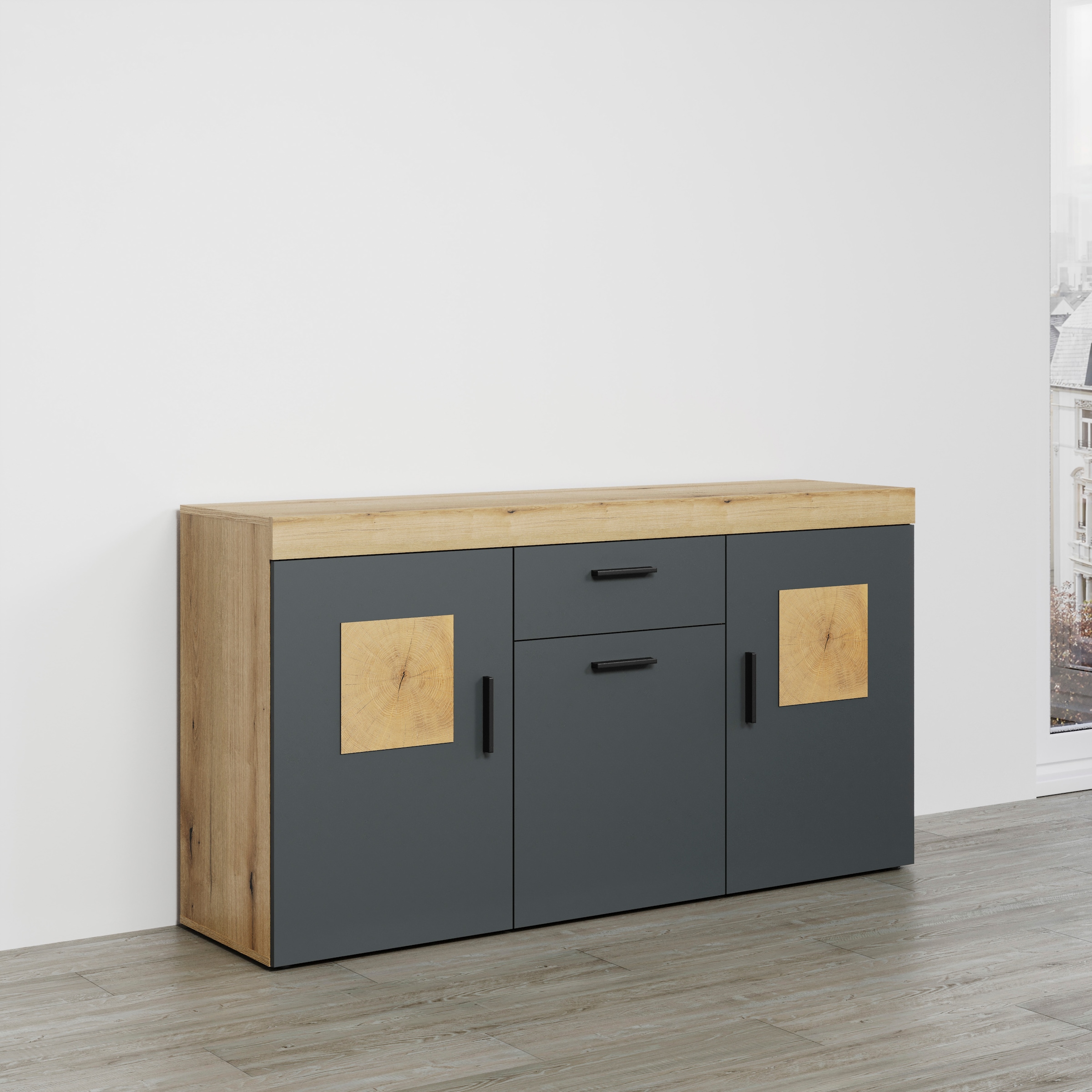 Home affaire Sideboard »Ghent« Packung, 1 cuis tlg. Sideboard mit 3 Türen & 1 Schublade - (B/T/H) 160/42/86 cm