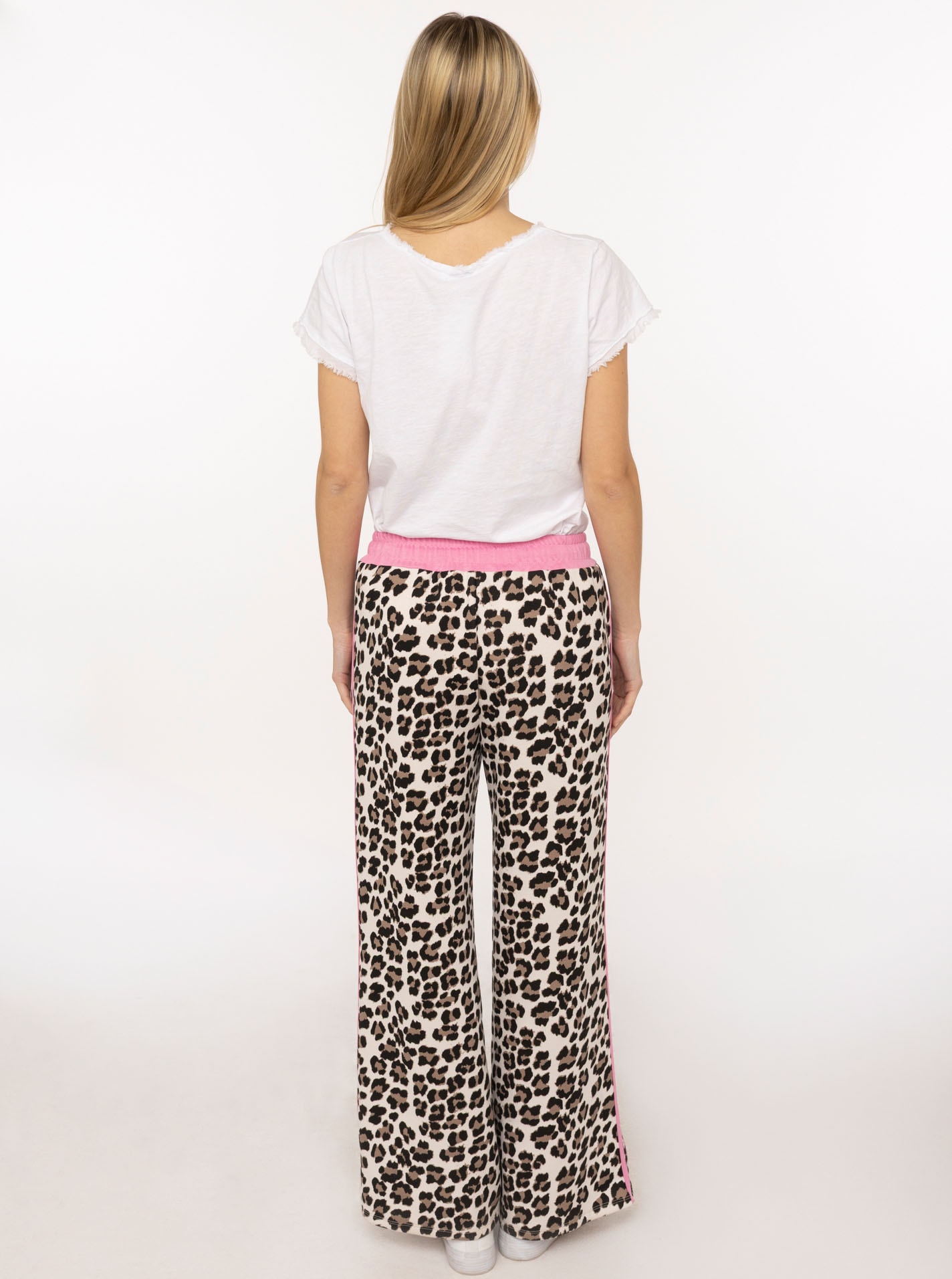 Zwillingsherz Pantalon sweat »"Leo mit Kontrastbund"«  mit Kontrastbund, Kordelzug, Leomuster