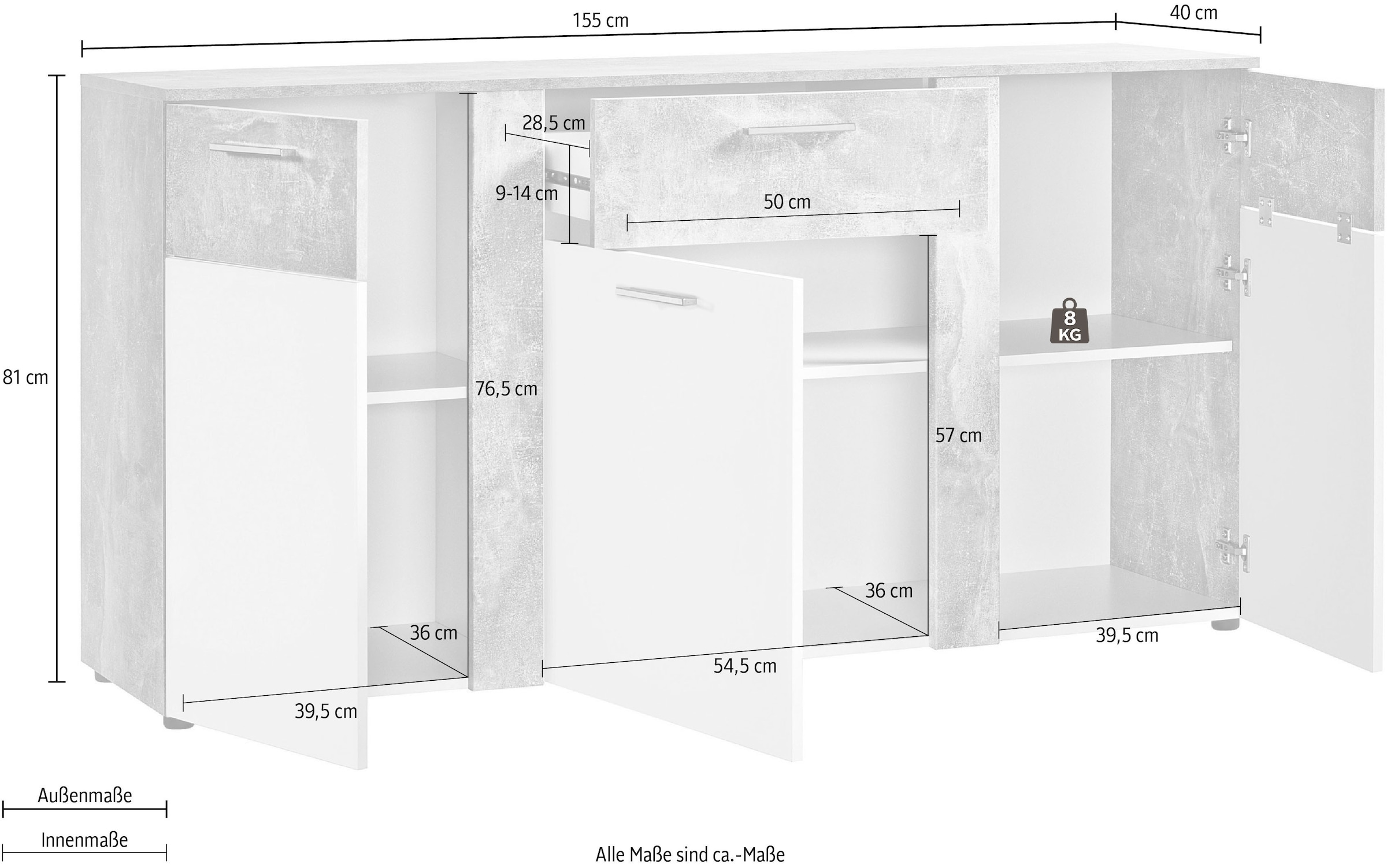 Procontour Commode »Trenti« Hauteur 81 cm, avec étagères réglables en hauteur