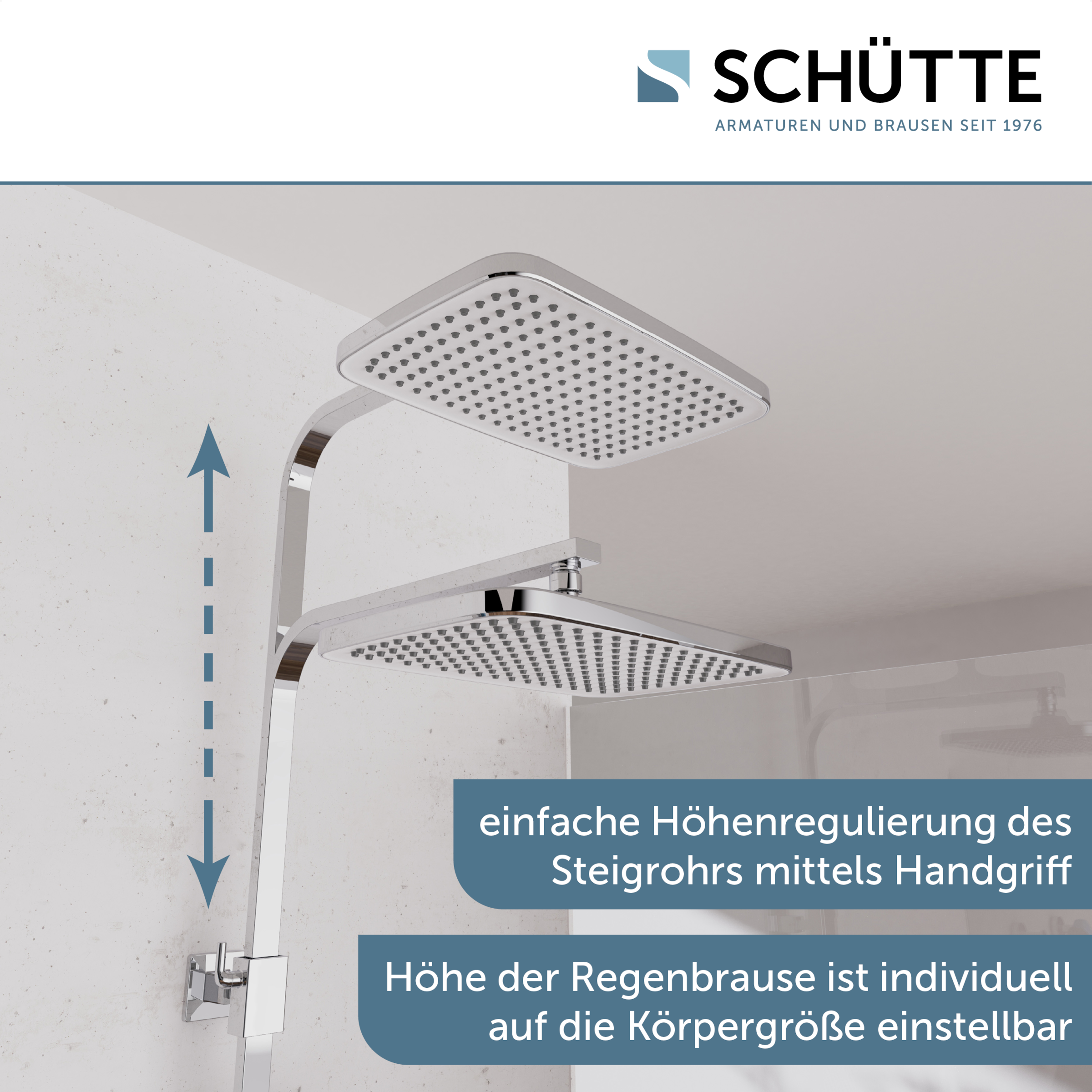 Schütte Brausegarnitur »GRAN CANARIA« Komplett-Set,  Regendusche 30x20 cm, Umsteller, Antikalk, 3 Strahlarten, Thermostat
