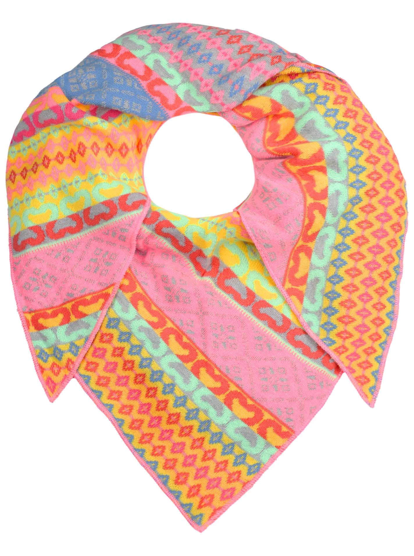 Zwillingsherz Foulard triangulaire »"Maralda"« farbenfrohes Muster, wärmend, Strick