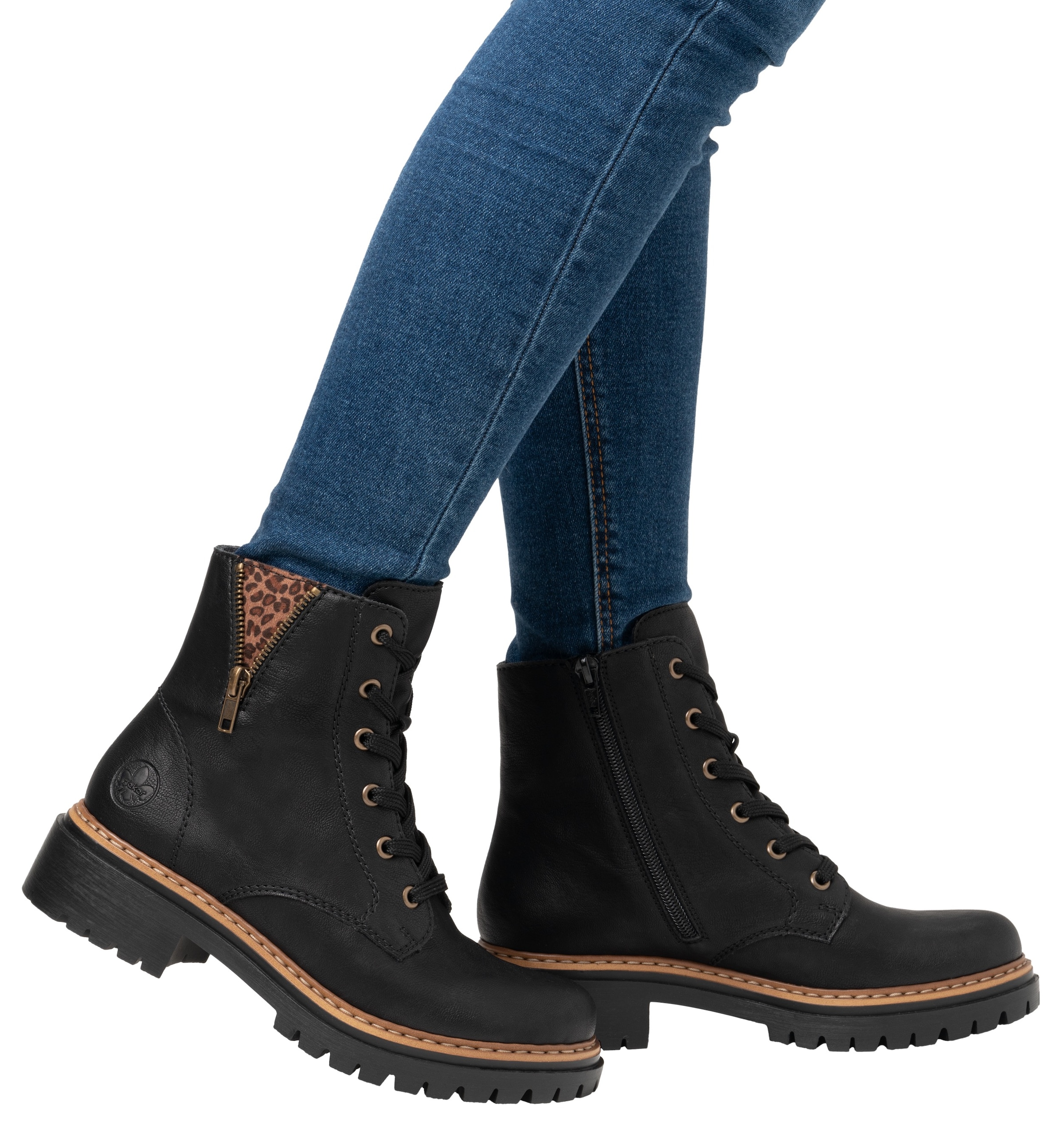 Rieker Schnürstiefelette  , Schnürboots, Blockabsatz, mit praktischem Innenreissverschluss