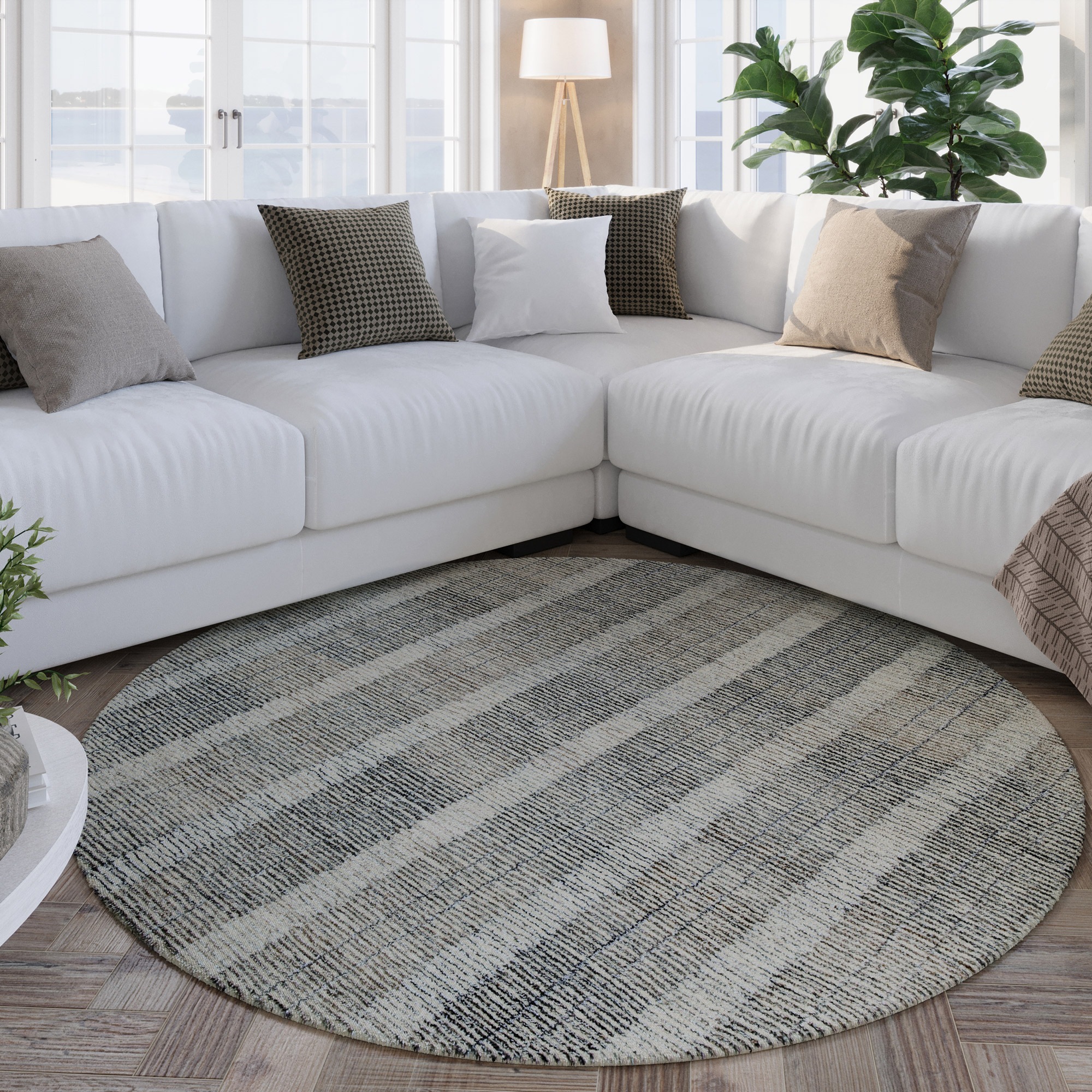 Wecon home Teppich »Hamptons FORTY« rund 11 mm Höhe Fasermix, Kurzflor, Wohnzimmer, Schlafzimmer, elegant, Streifen Muster