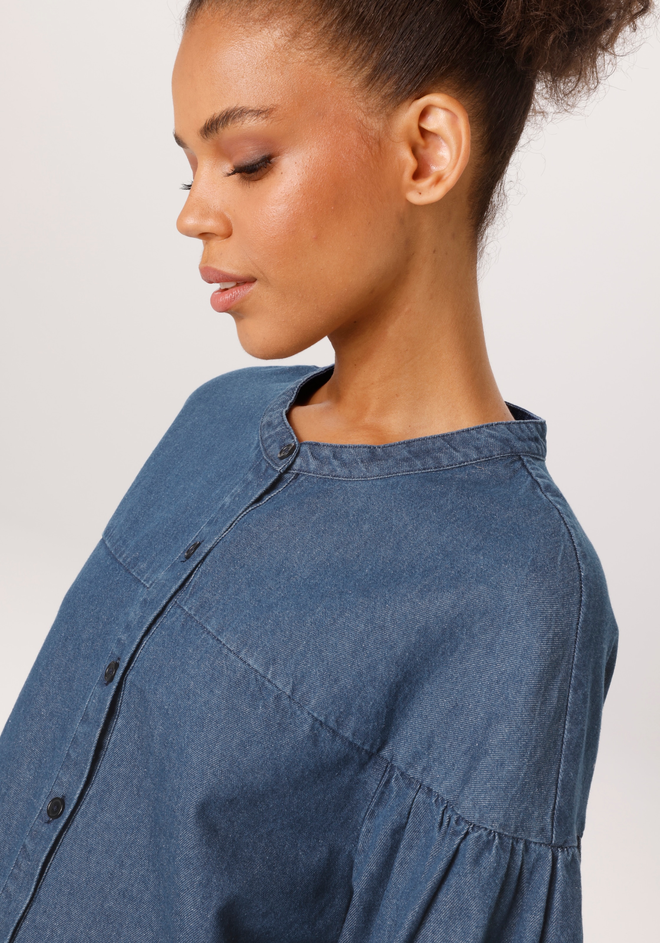 Aniston CASUAL Blouse en jean mit 3/4-langen Arm in weiter, topmodischer Form - NEUE KOLLEKTION