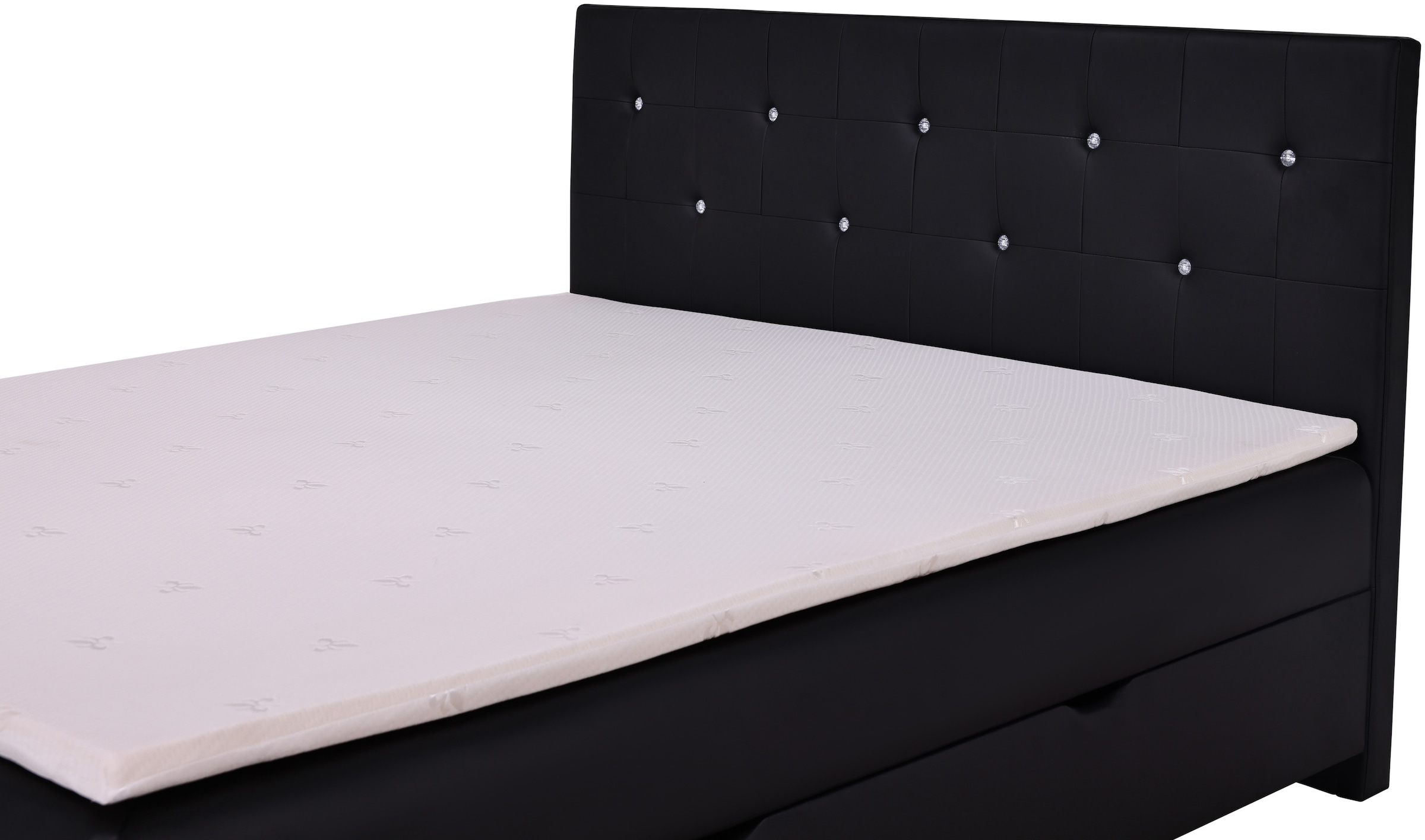 Home affaire Lit de boxe »Big Noux aus schwarzem Kunstleder mit Kristallsteinen im Kopfteil« inkl. Bettkasten, erhältlich in der Grösse 180x200cm
