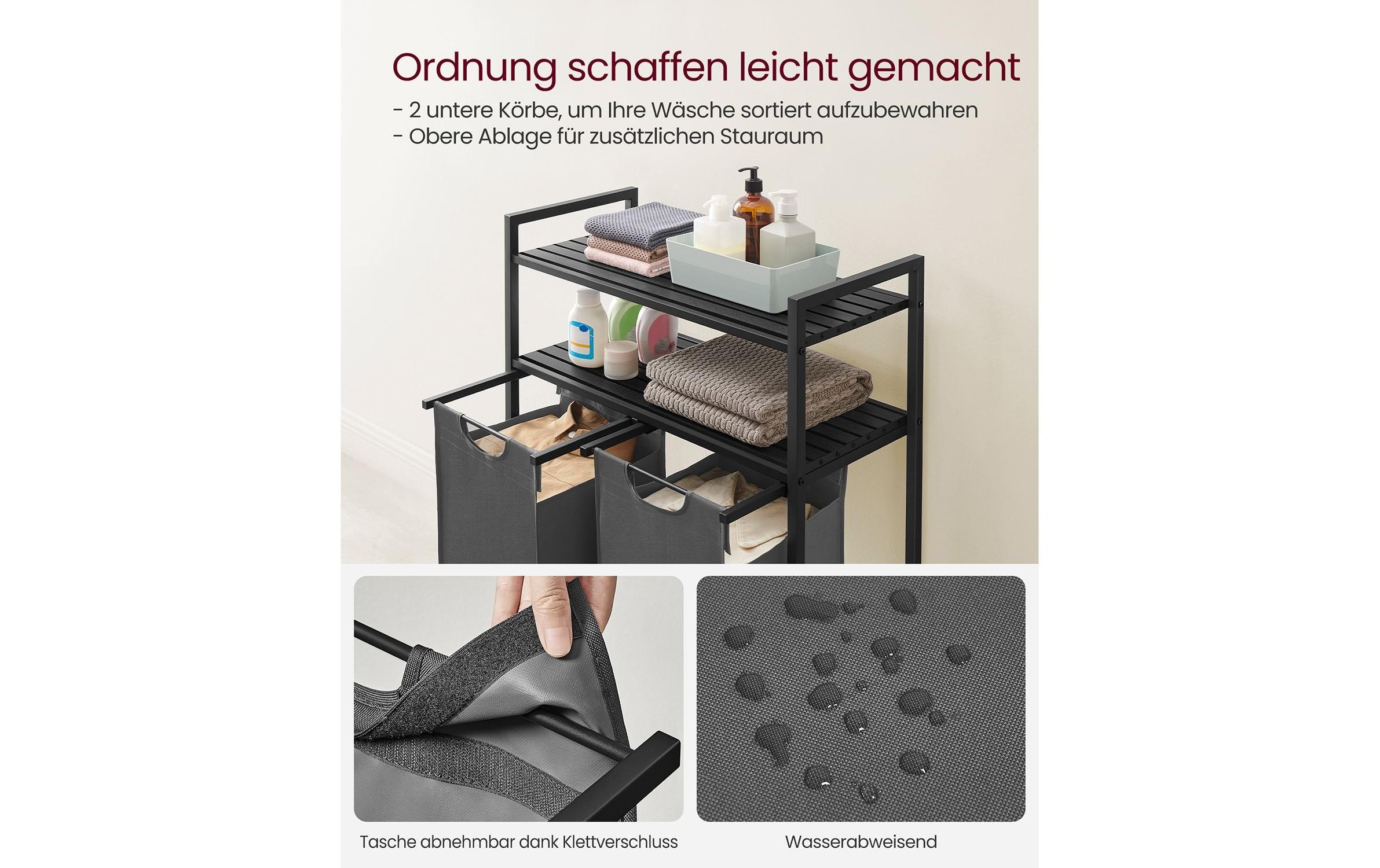 VASAGLE Wäschekorb »mit Ablage 2 x 46 l«