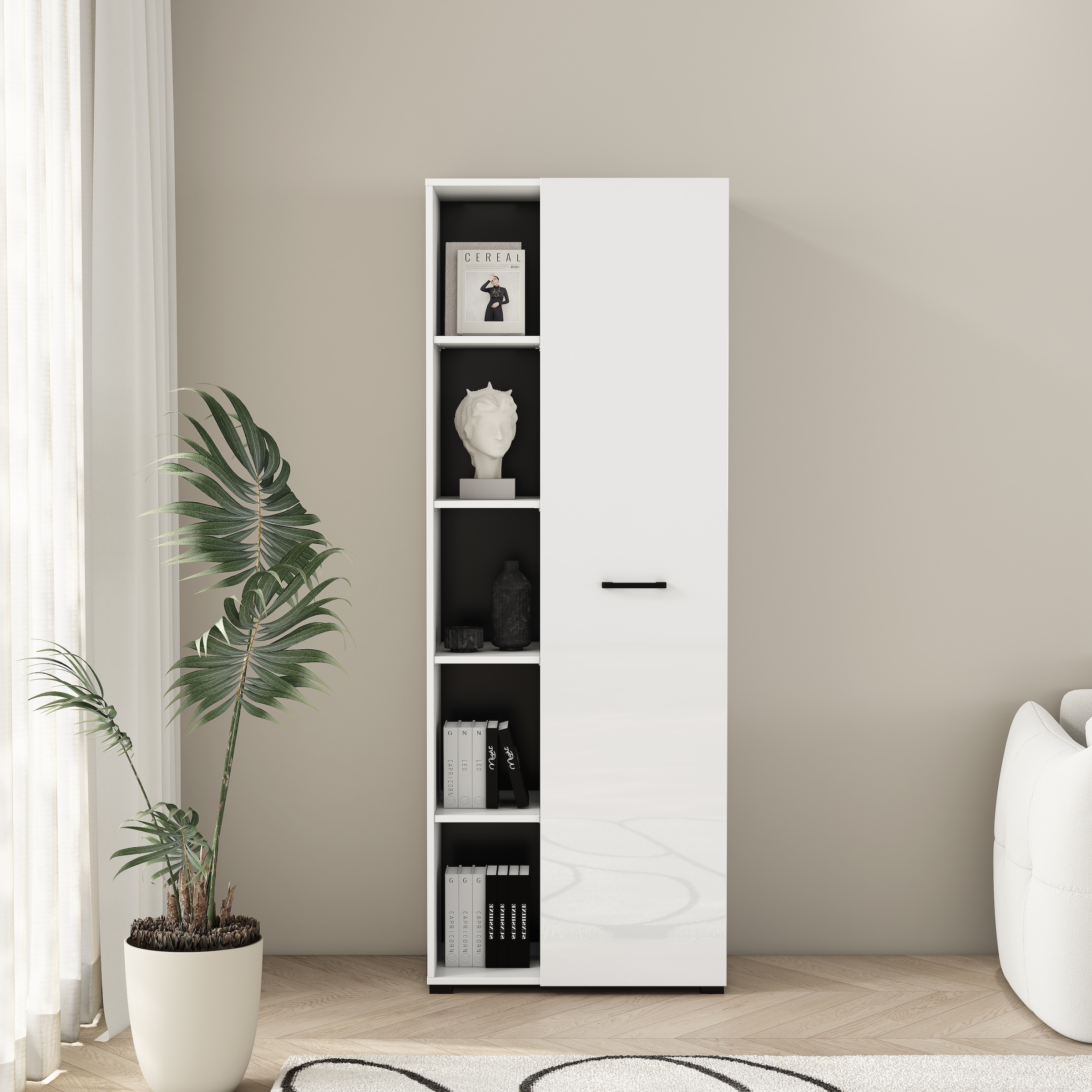 GOODproduct Armoire de classement »Moid, moderner Mehrzweckschrank,« Masse: 64,5x41,5x175 cm, 5 Fächer mit viel Stauraum