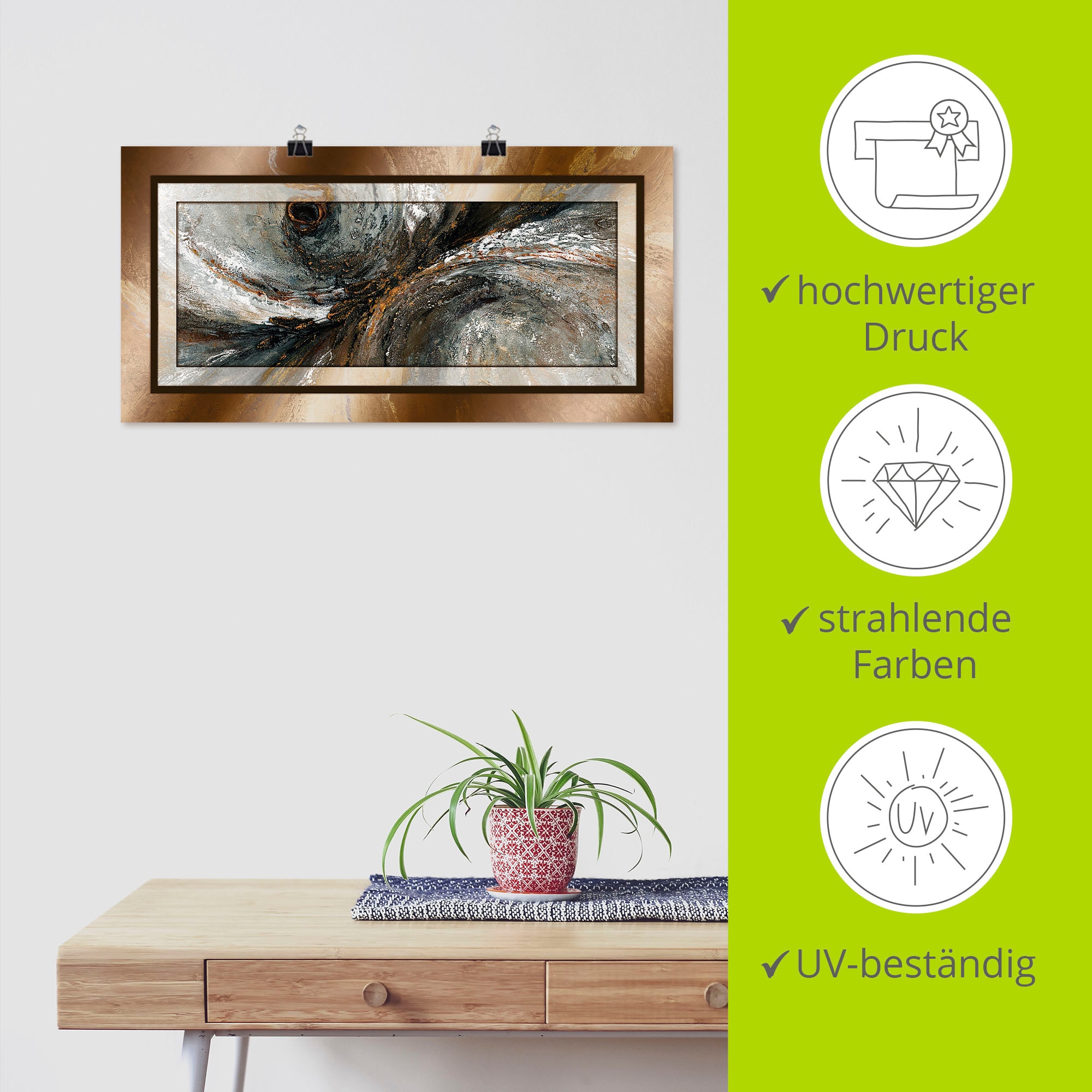 Artland Fresque murale »Gold Abstrakt 2« 1 cuis tlg. als Alubild, Leinwandbild, Poster in verschied. Grössen