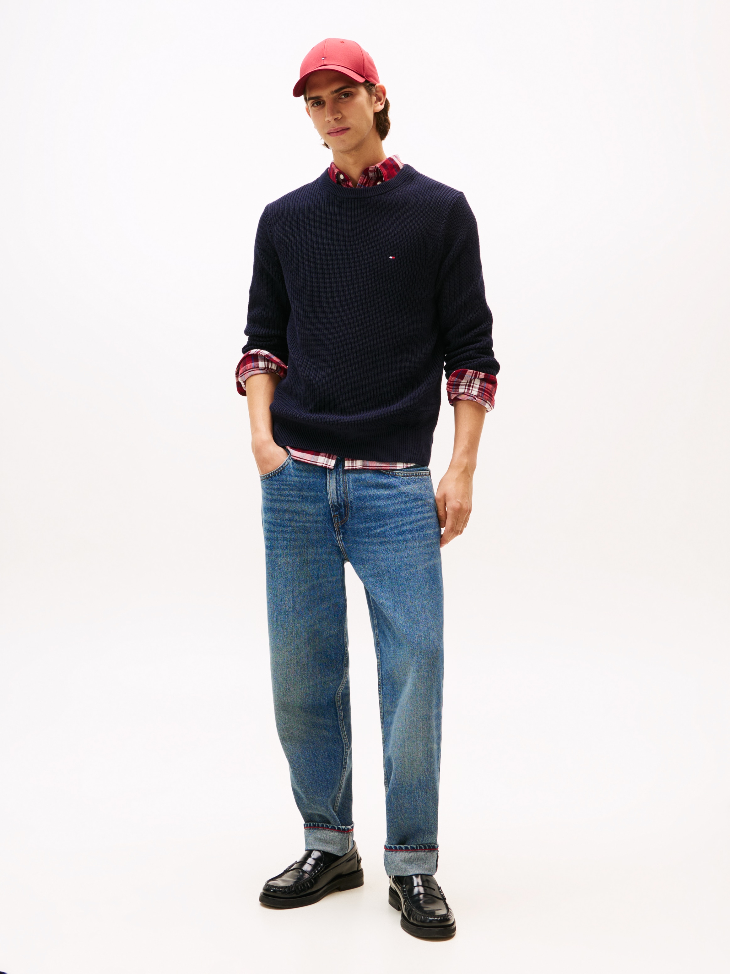 Tommy Hilfiger Pull à col rond »RWB RIB CREW NECK« mit Kontrast-Details