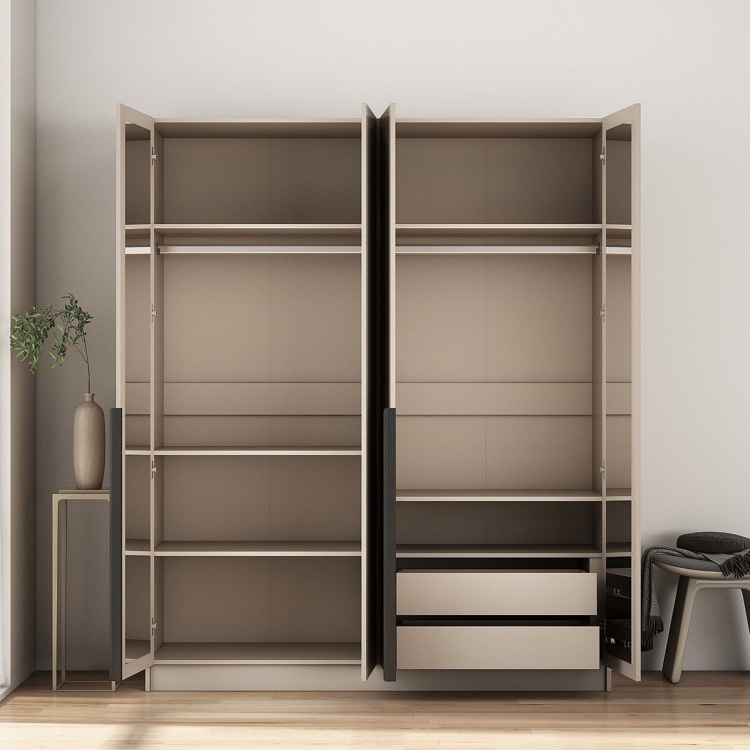 GOODproduct Kleiderschrank »Annor Schlafzimmerschrank Breite 162cm hochglanz Schrank Garderobe« Drehtürenschrank mit perfekter Innenausstattung - elegante Türgriffe