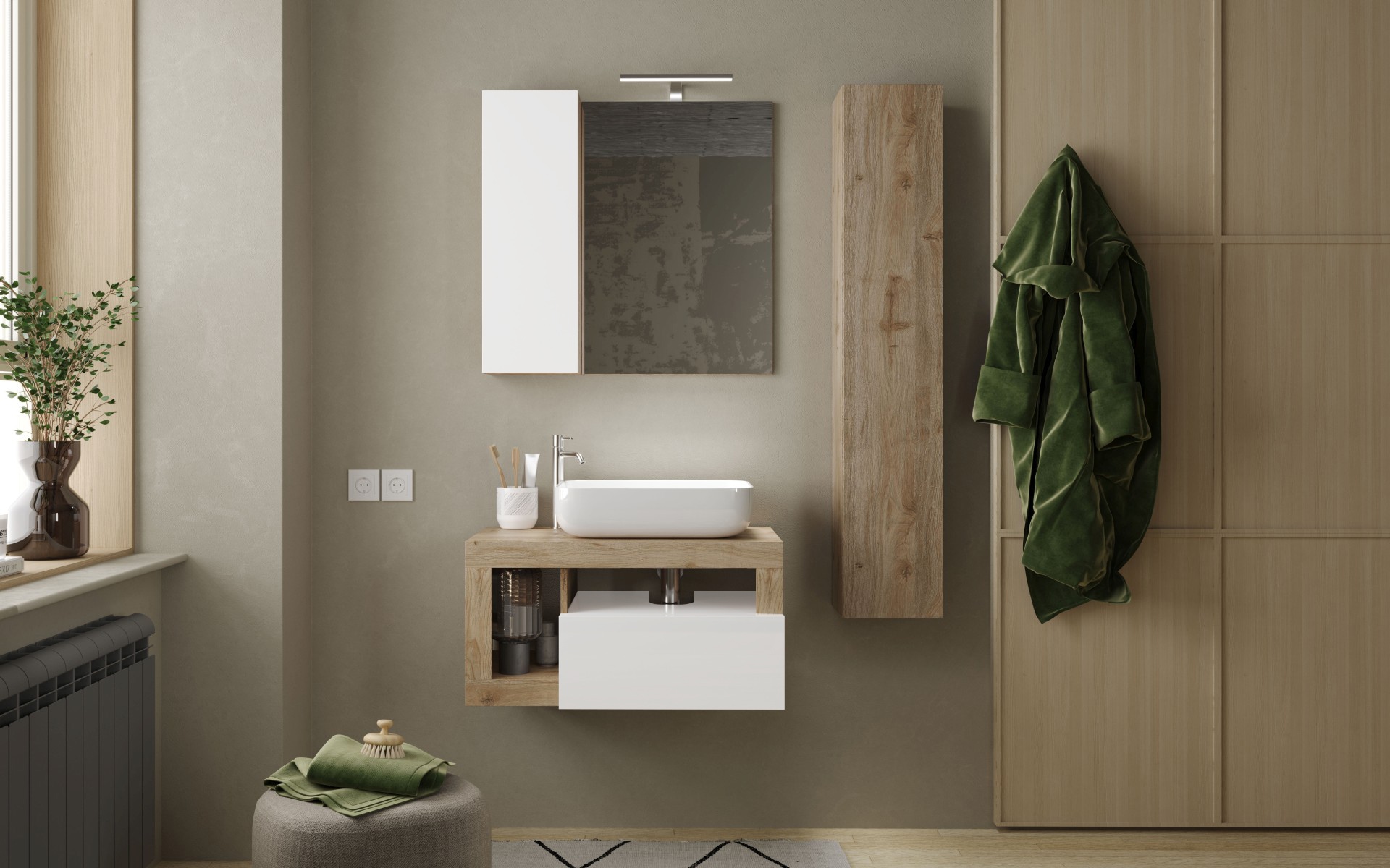 welltime Hängeschrank »Hamburg« Badschrank mit 1 Tür, Höhe 138 cm, Breite 25 cm