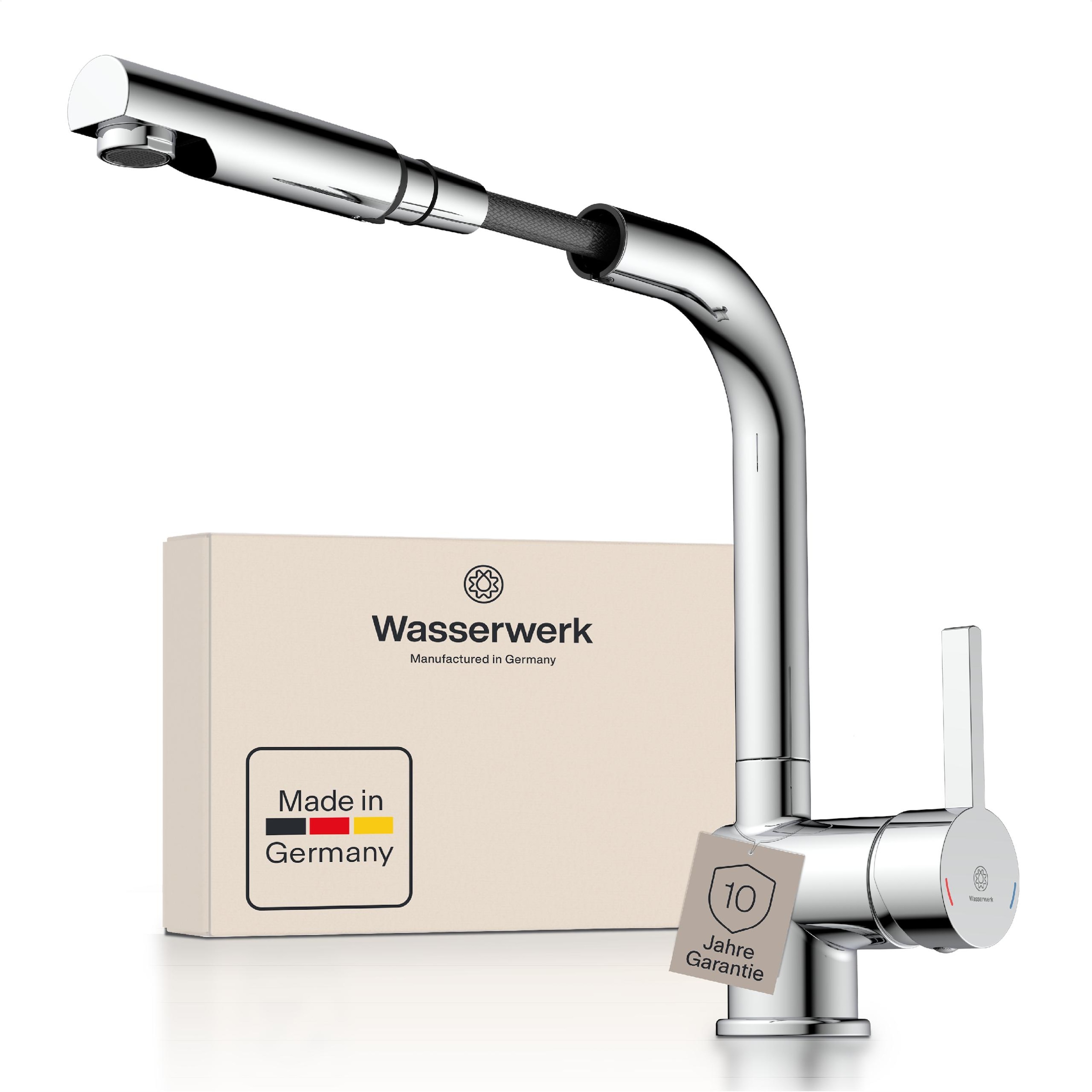WASSERWERK Robinet d'évier »WK 4, Wasserhahn, Küche, Einhebelmischer« pivotant à 360°, fonction Cold-Start, extractible