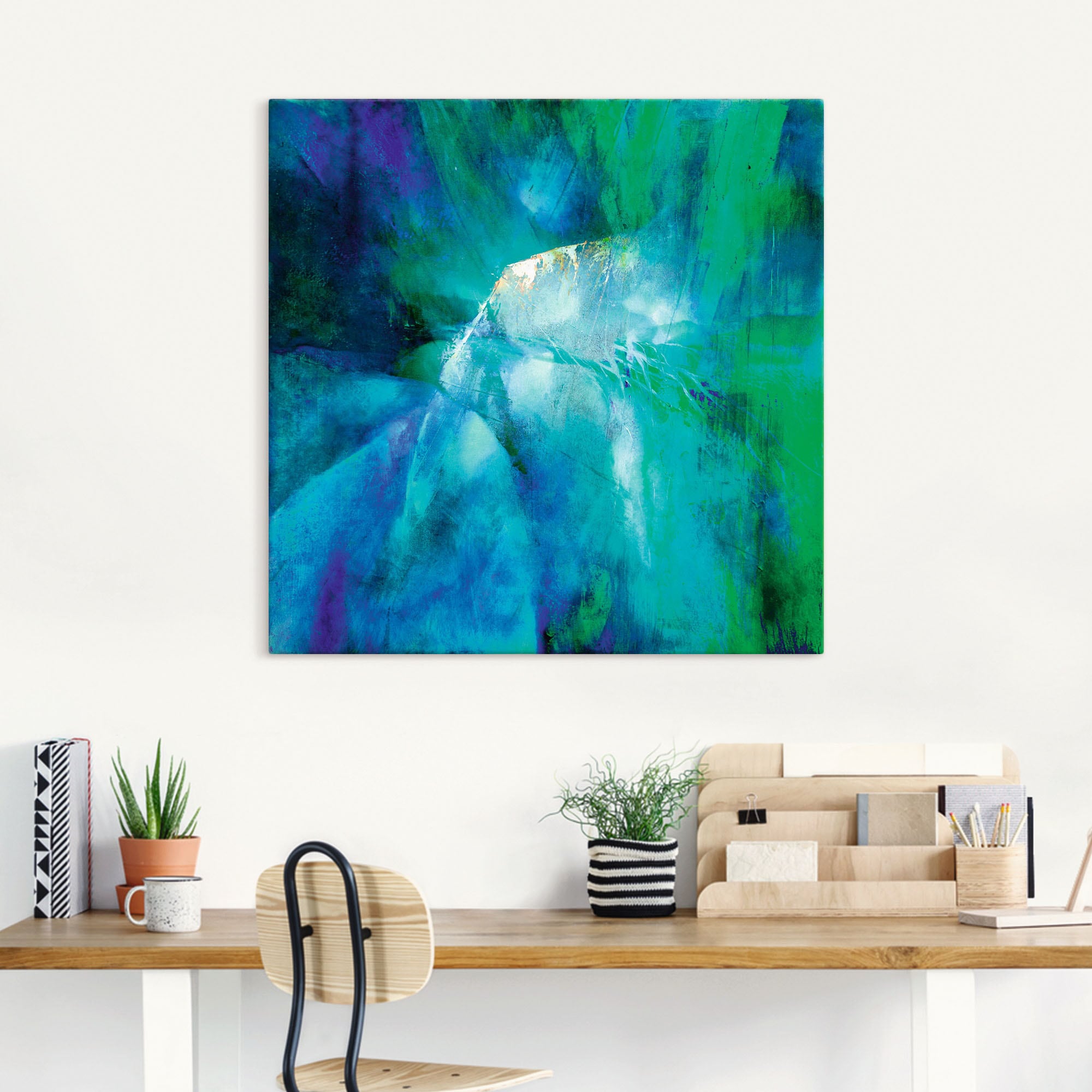 Artland Tableau sur toile »Abstrakte Komposition in türkis« 1 cuis tlg. auf Holzrahmen gespannt