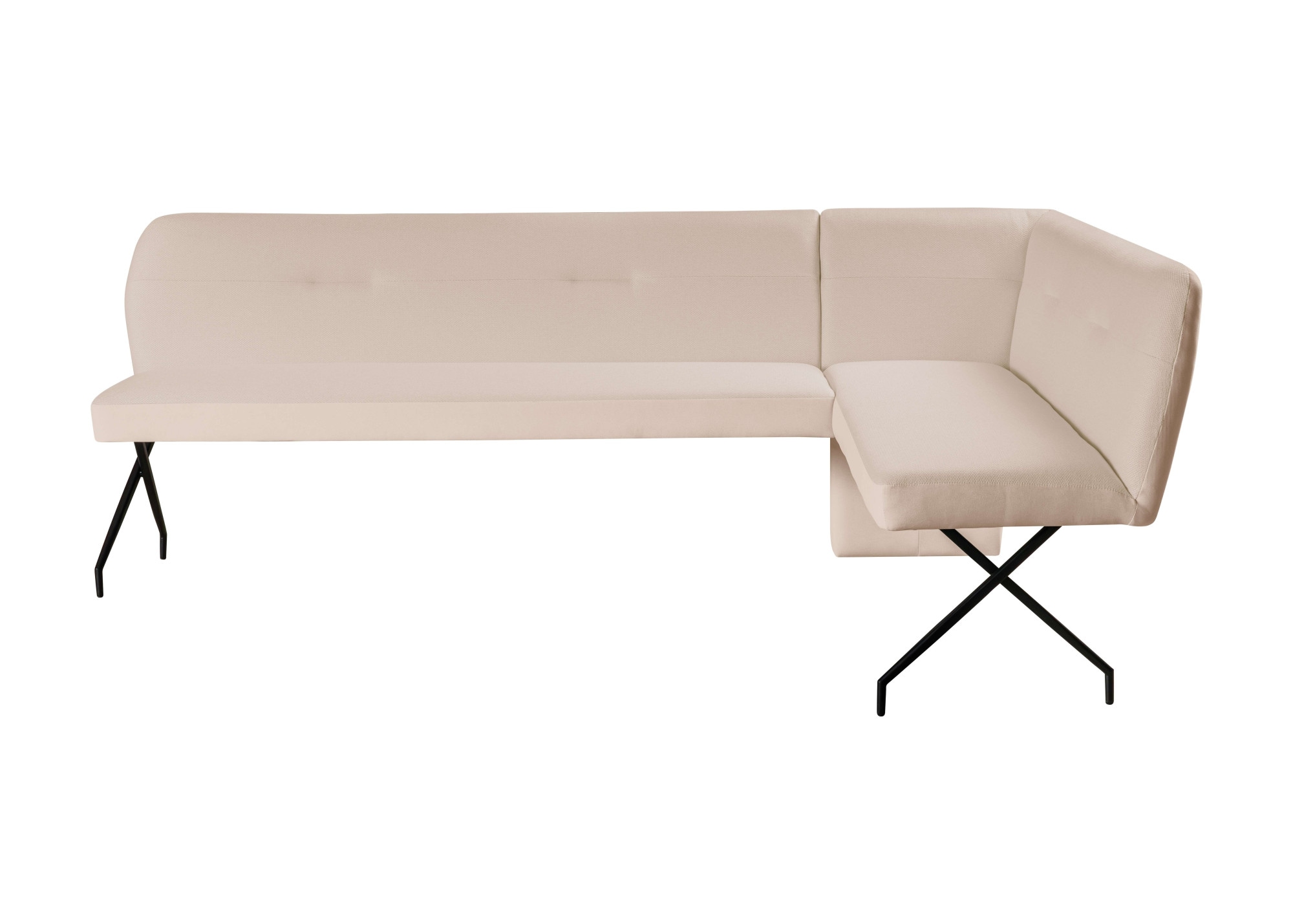 GOODproduct Eckbank »Bruna Esszimmerbank, Bank, Küchenbank, Polsterbank« Mattschwarzes Metallgestell, 2-Stoff-Design, Wellenfederung im Sitz