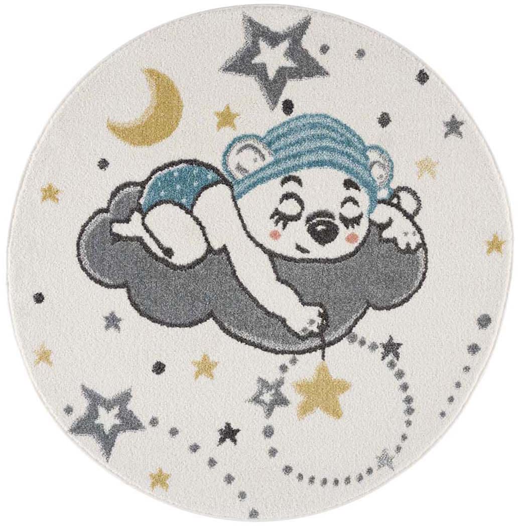 Carpet City Kinderteppich »Anime9385« rund 11 mm Höhe Babyteppich, Sterne, Mond, Nachthimmel, Weicher Flor, Pflegeleicht