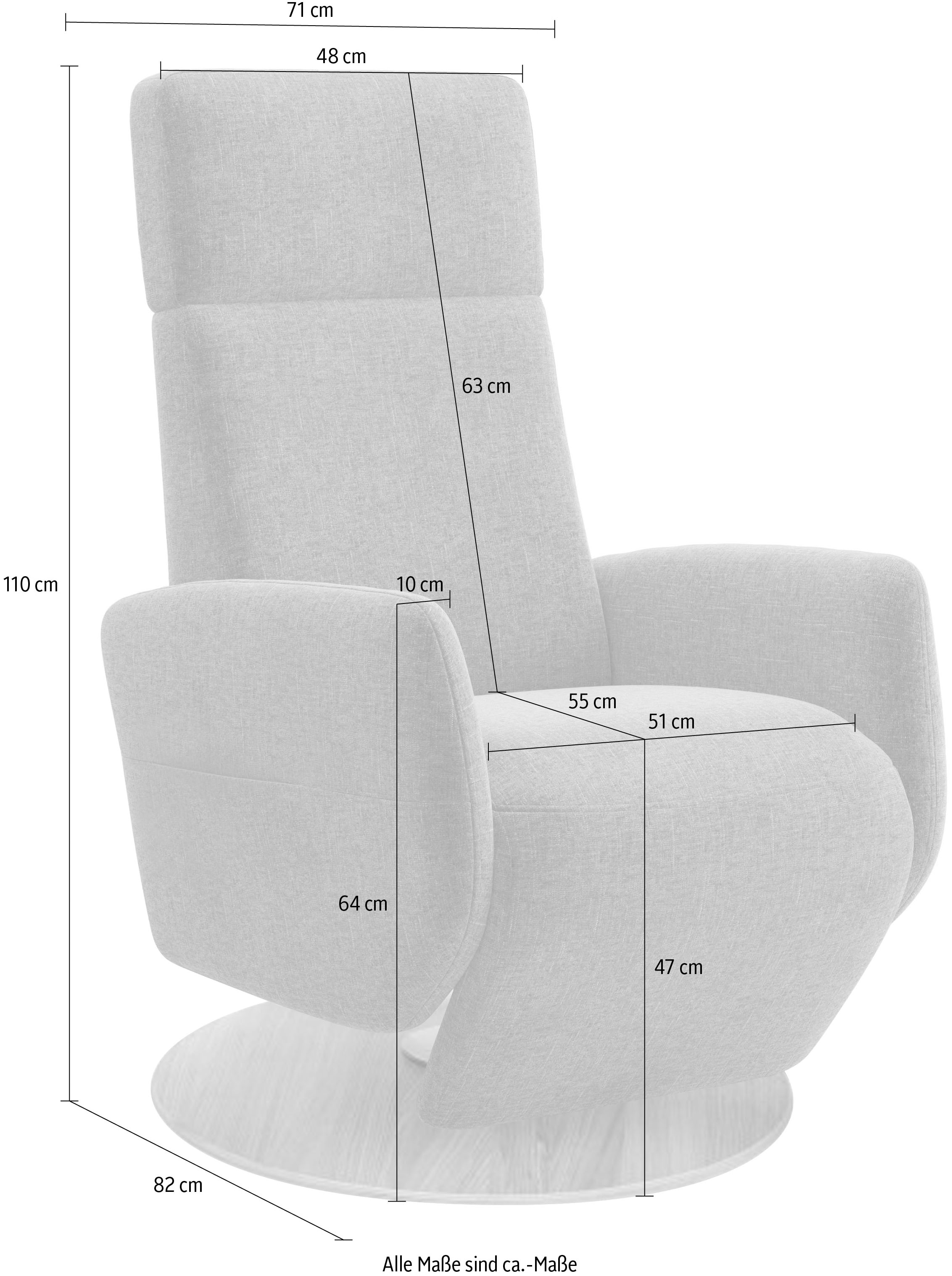 Home affaire TV-Sessel »Rochelle, inkl. Kopfteilverstellung & 360° Drehfunktion« 1 Stk. tlg. TV-Sessel mit Drehfunktion 360 Grad