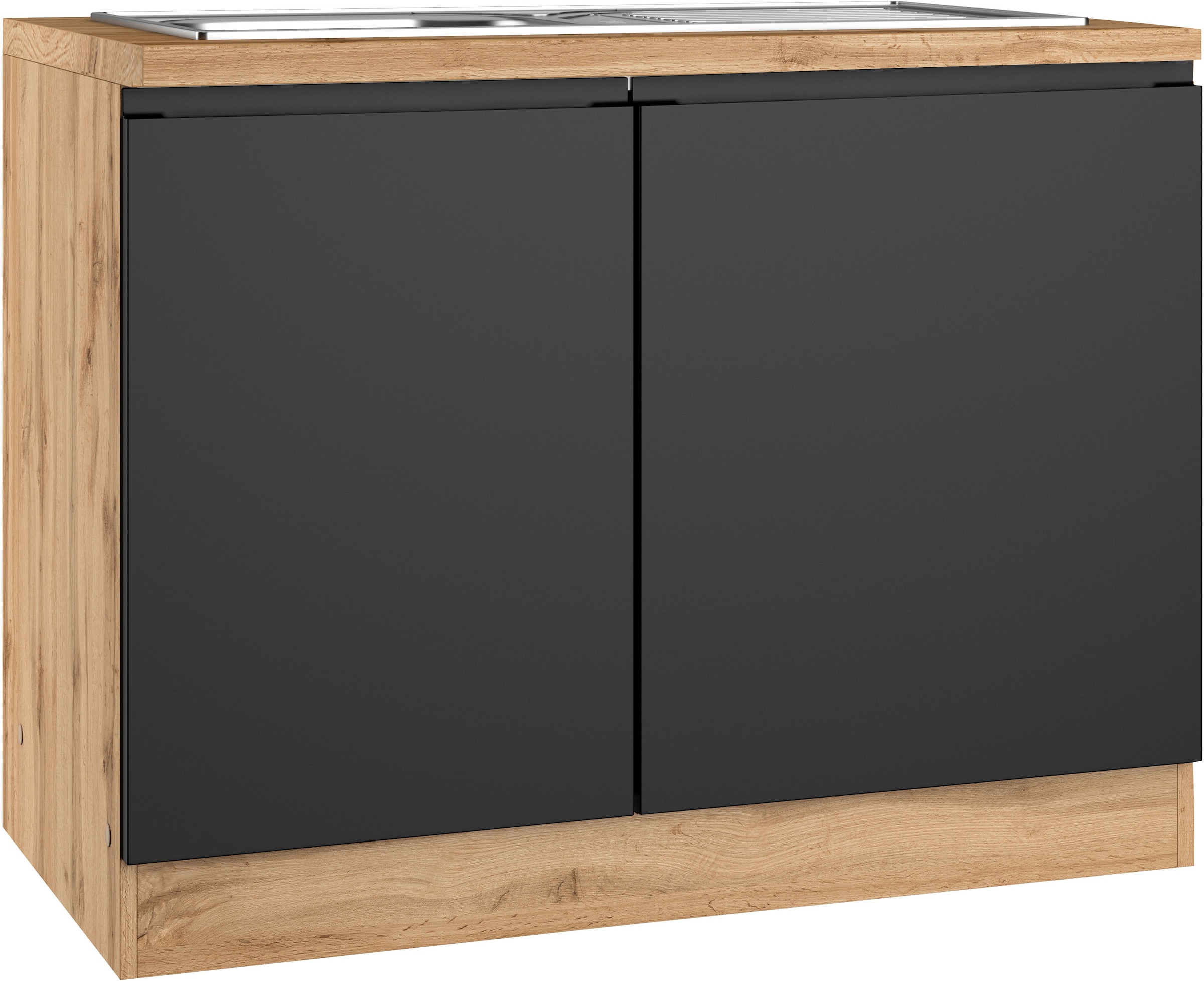 KOCHSTATION Meuble évier »KS-Virginia,neu in verbesserter Ausführung« Rangement, Softclose, sans robinet,  largeur 110 cm, évier encastré inclus, fermeture douce