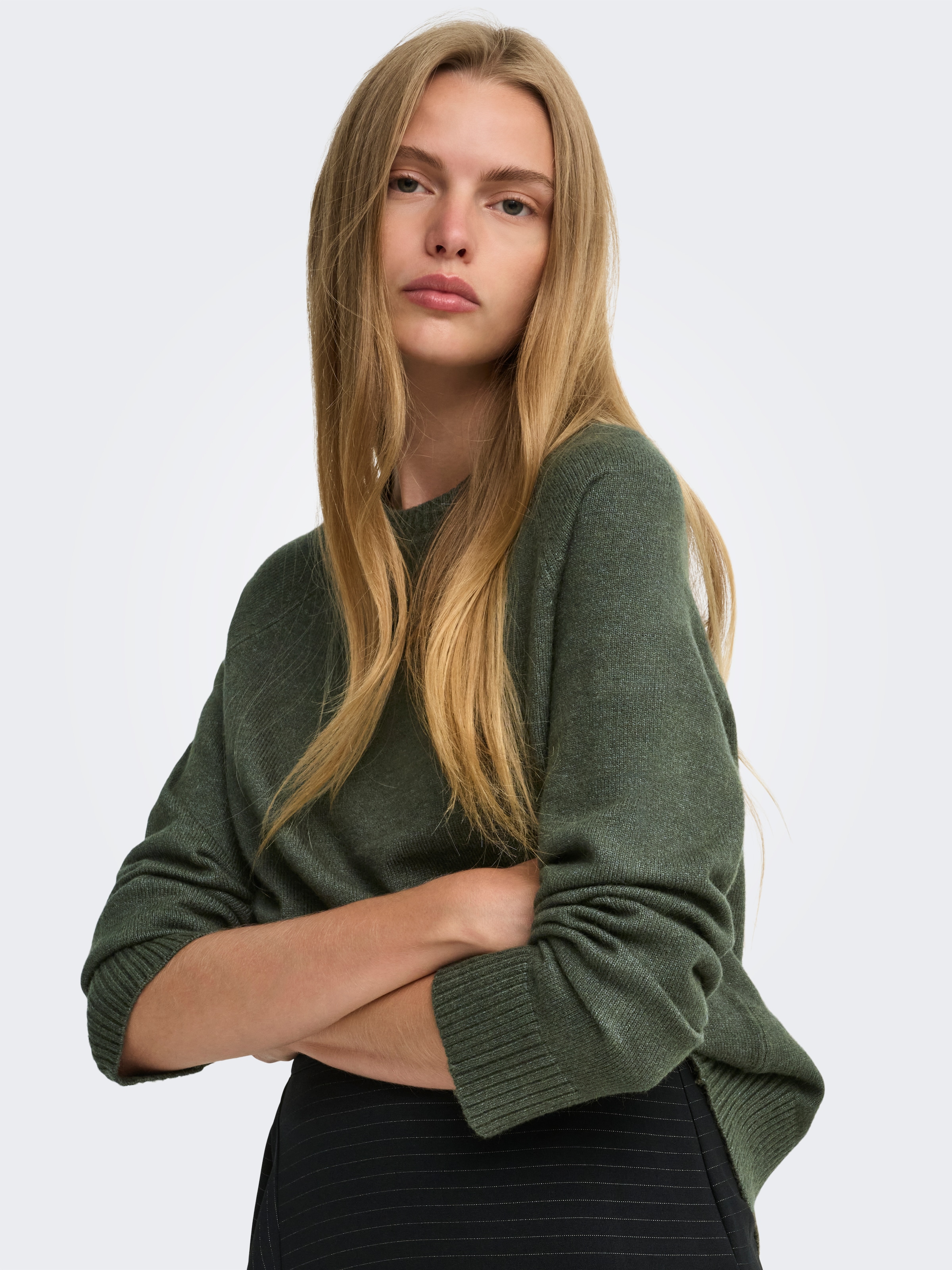 ONLY Pull en tricot »ONLPRINCESS LS O-NECK RAGLAN KNT NOOS« mélange viscose, coupe régulière