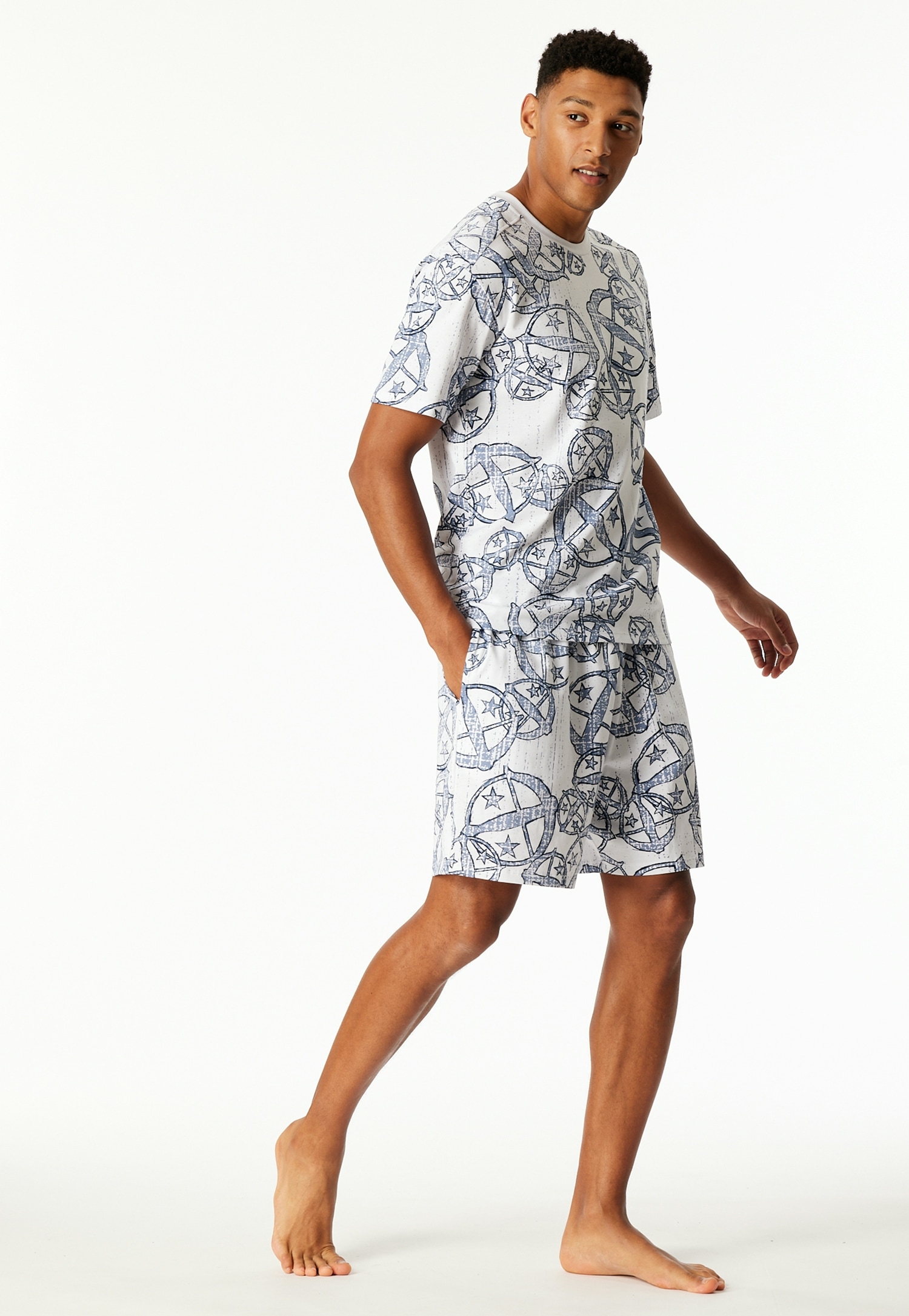 Schiesser T-shirt à manches courtes »Schiesser 150 Years« Rundhalsausschnitt, Baumwolle, Allover-Print