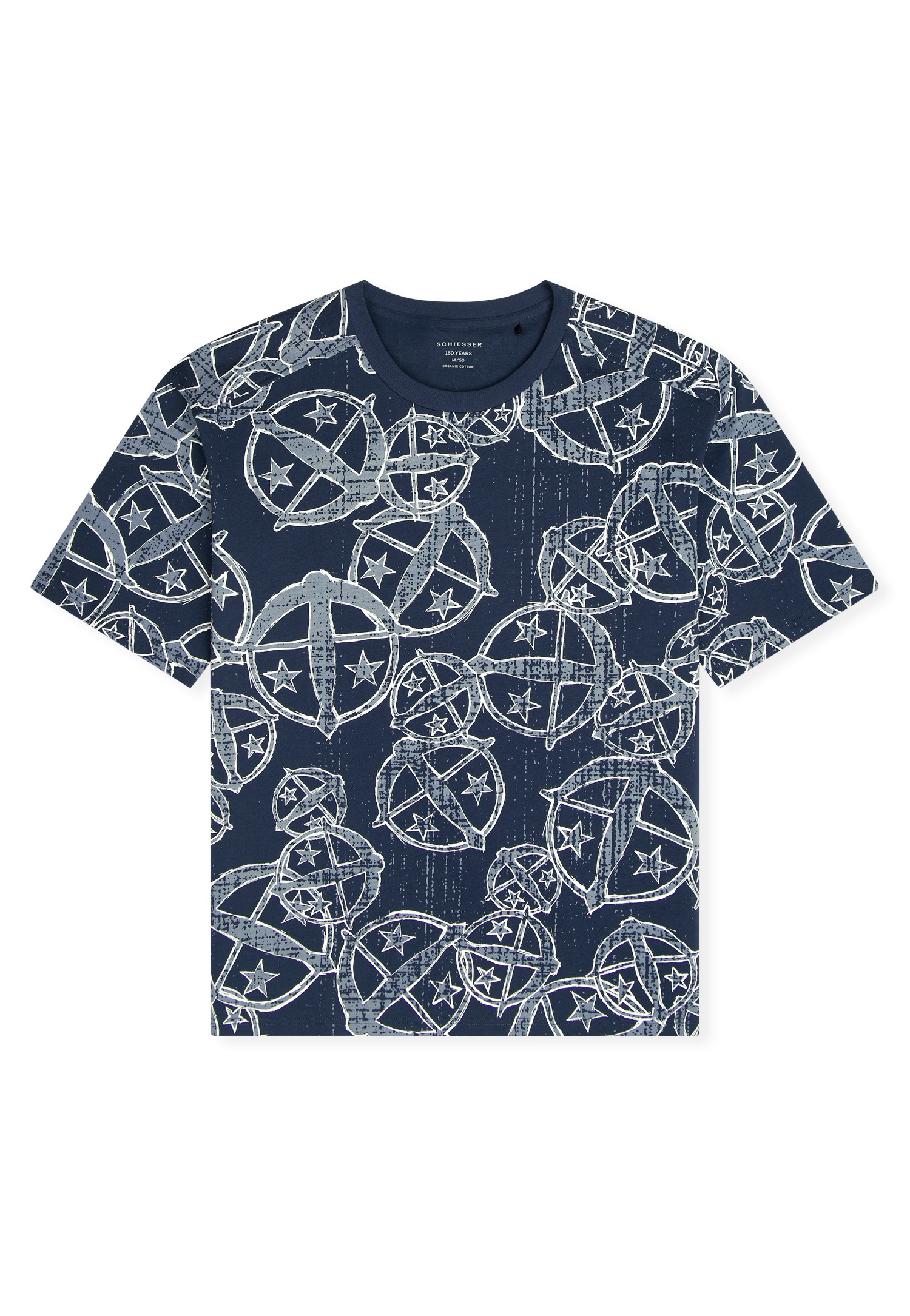 Schiesser Kurzarmshirt »Schiesser 150 Years« Rundhalsausschnitt, Baumwolle, Allover-Print