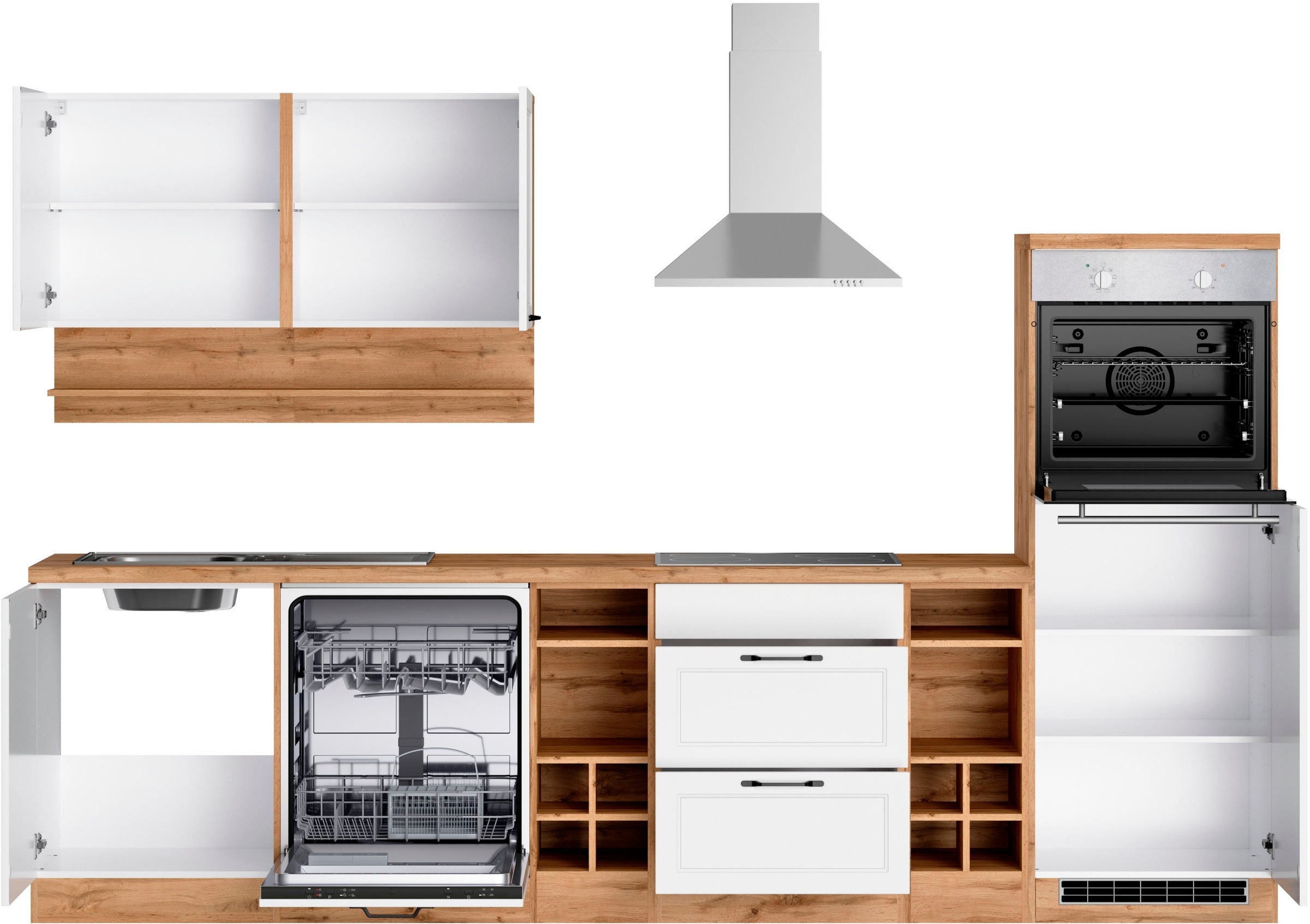 KOCHSTATION Kitchenette »KS-Lana« largeur 300 cm, avec ou sans appareils électriques au choix