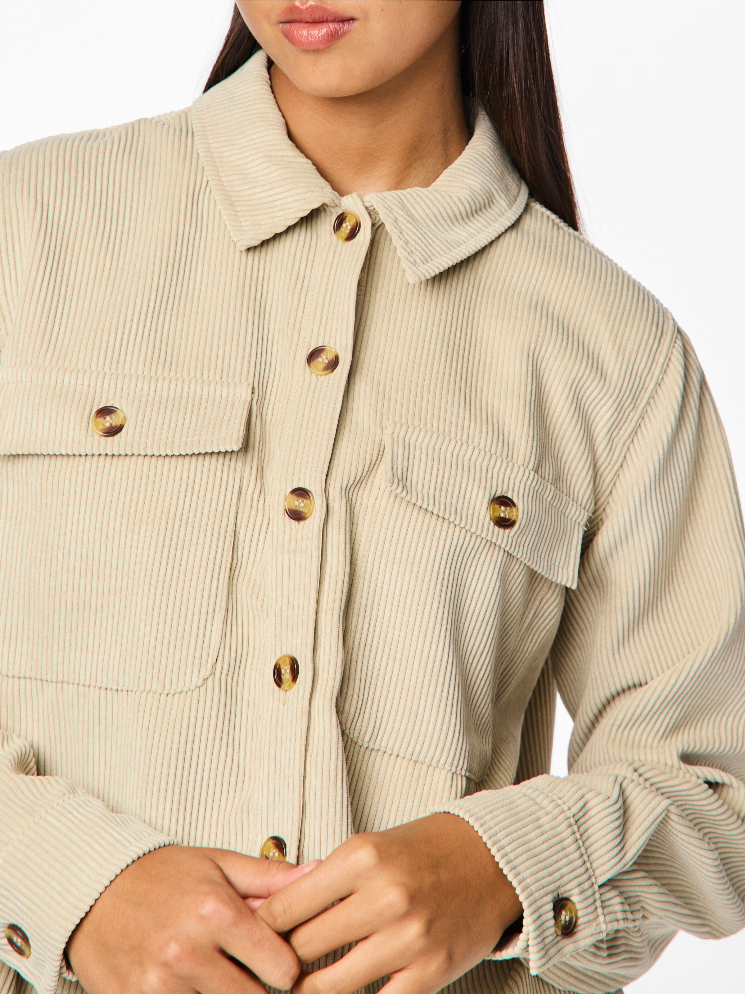 pieces Blouse chemise »PCEFFI LS SHIRT WVN NOOS« mélange de matières, coupe ample