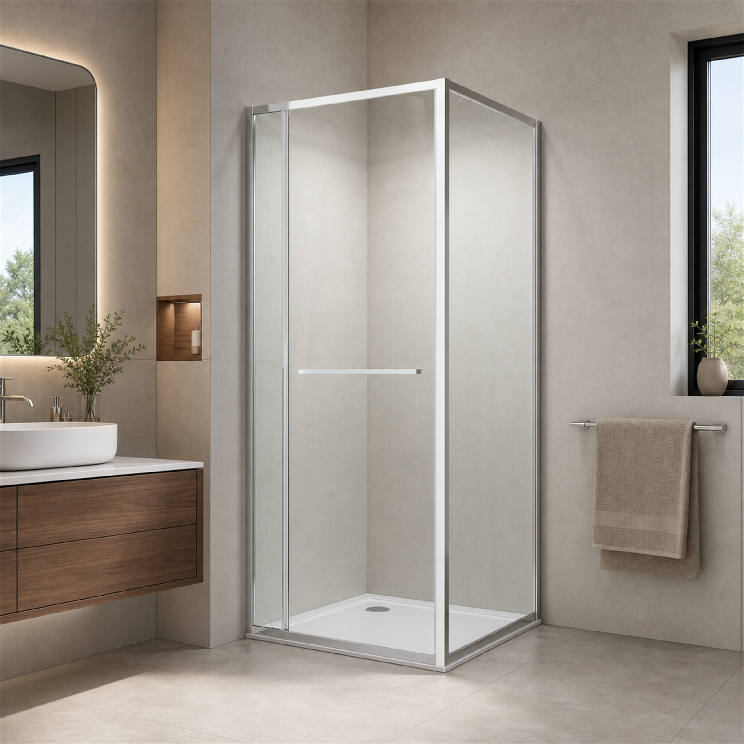 GOODproduct Douche d'angle »Vinci« porte battante pour largeur d'entrée maximale, système à double roulettes