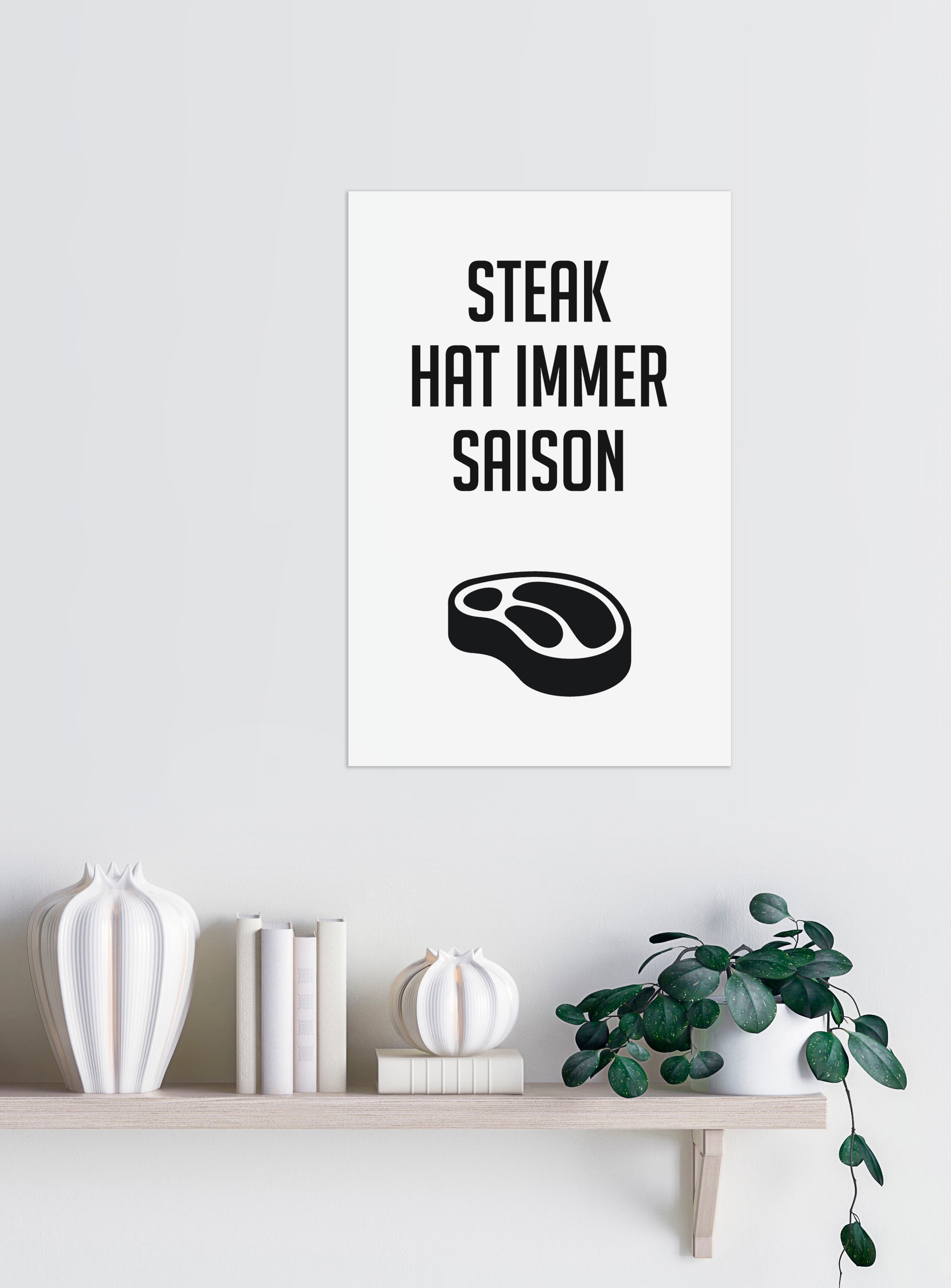 queence Wanddekoobjekt »Steak« Stahlschild, Blechschild, Spruch, Witzig, Wanddeko, retro, 20x30cm
