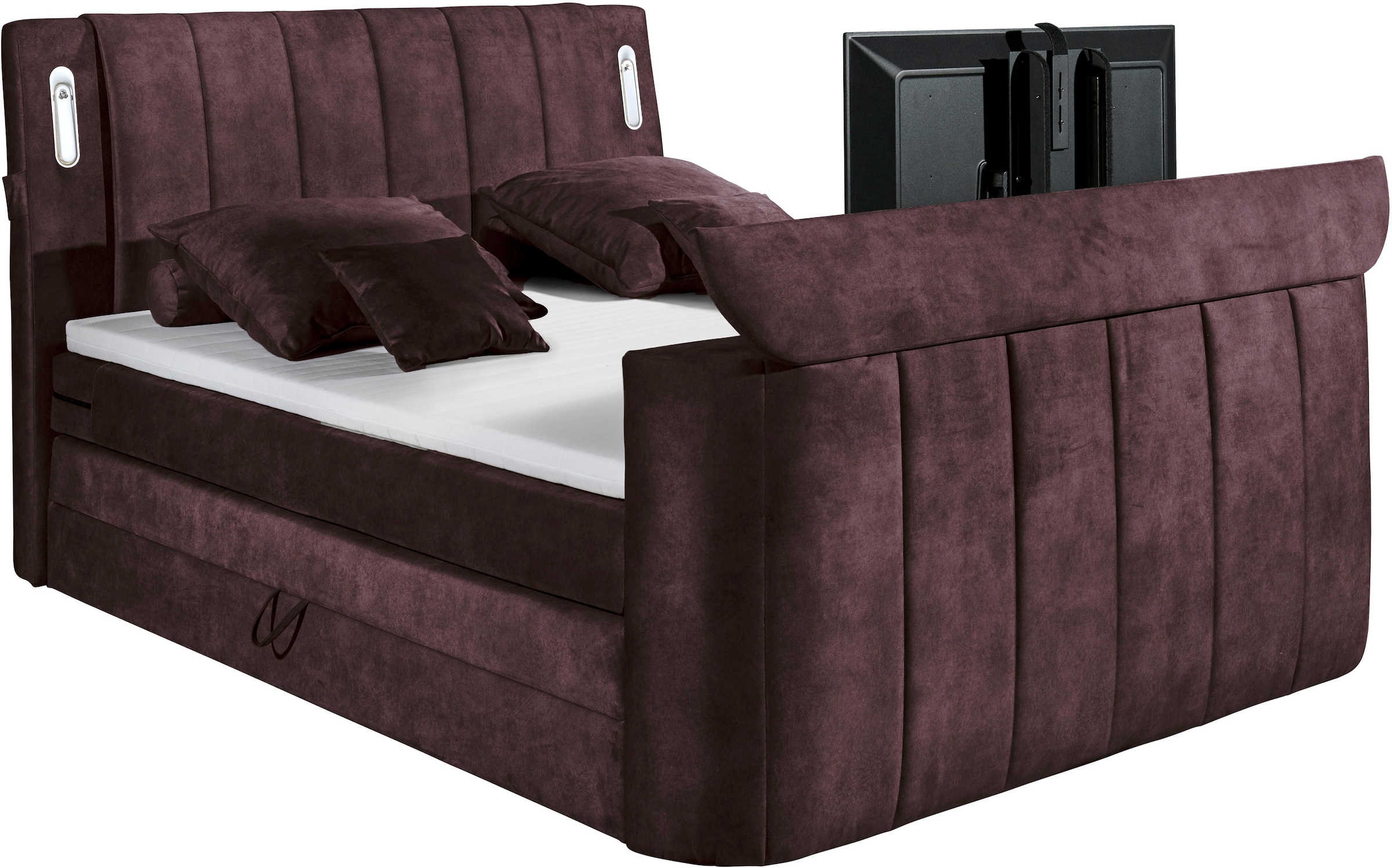 ED EXCITING DESIGN Lit boxspring »Dallas« 7 cuis tlg. inkl. Topper, LED-Beleuchtung, TV Halterung und zwei Bettkästen