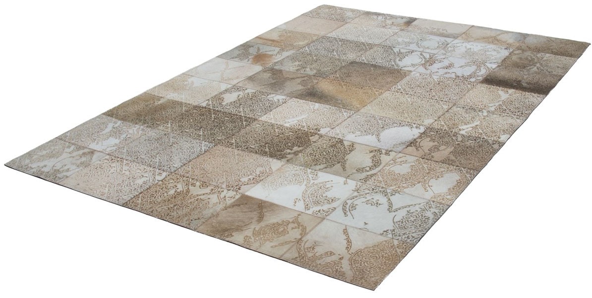 Kayoom Tapis »Cobra 343« Rectangulaire 18 mm Höhe Teppich aus Leder, gelasertes Design, handgefertigtes Unikat