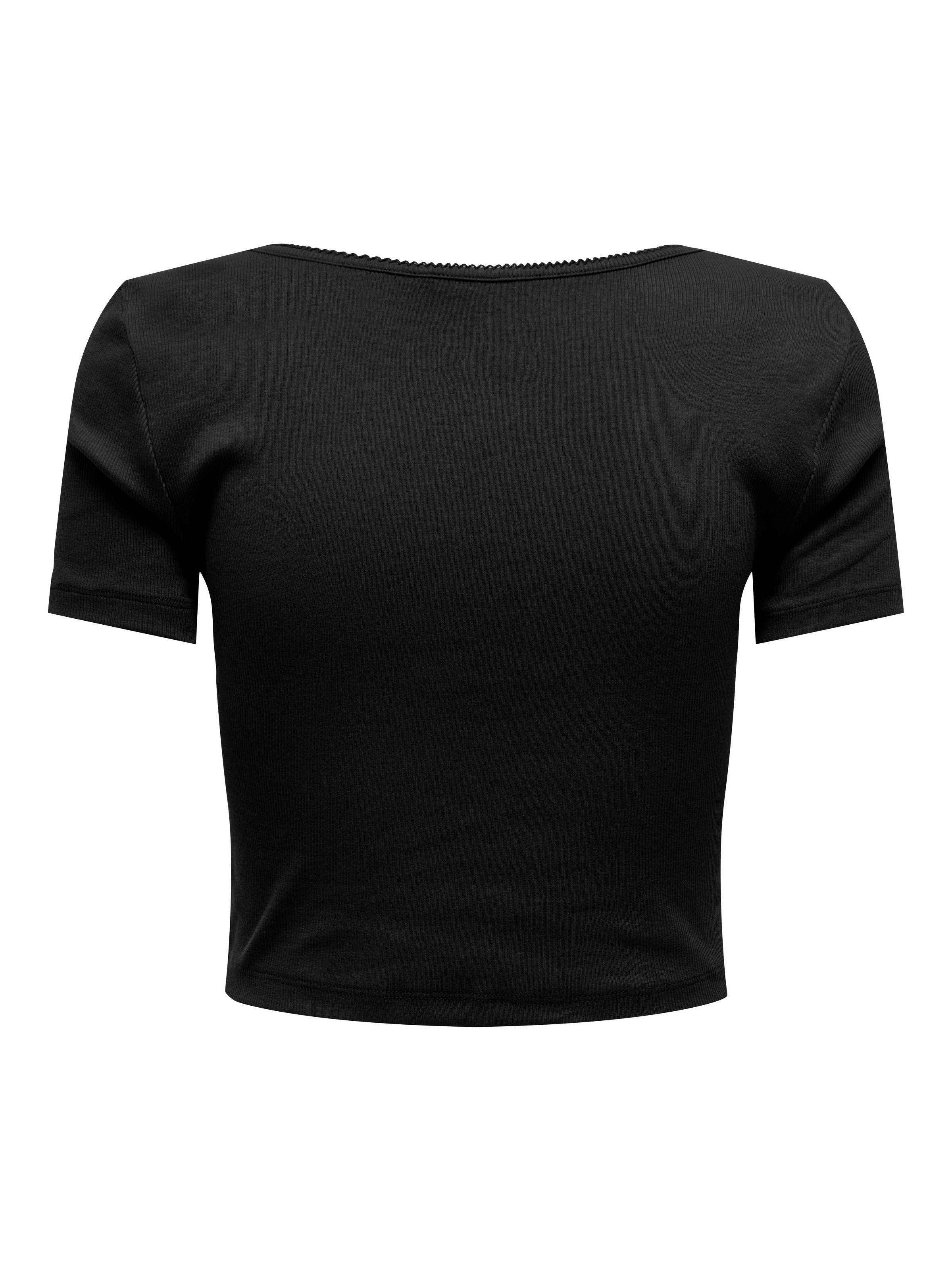ONLY T-shirt à manches courtes »ONLBETTY LIFE S/S SCALLOP V-NECK CC JRS« avec fronces au décolleté