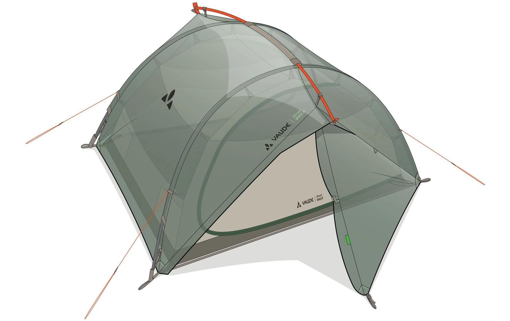 VAUDE Tente dôme »Allround Space 2P, agave« 2 Personen