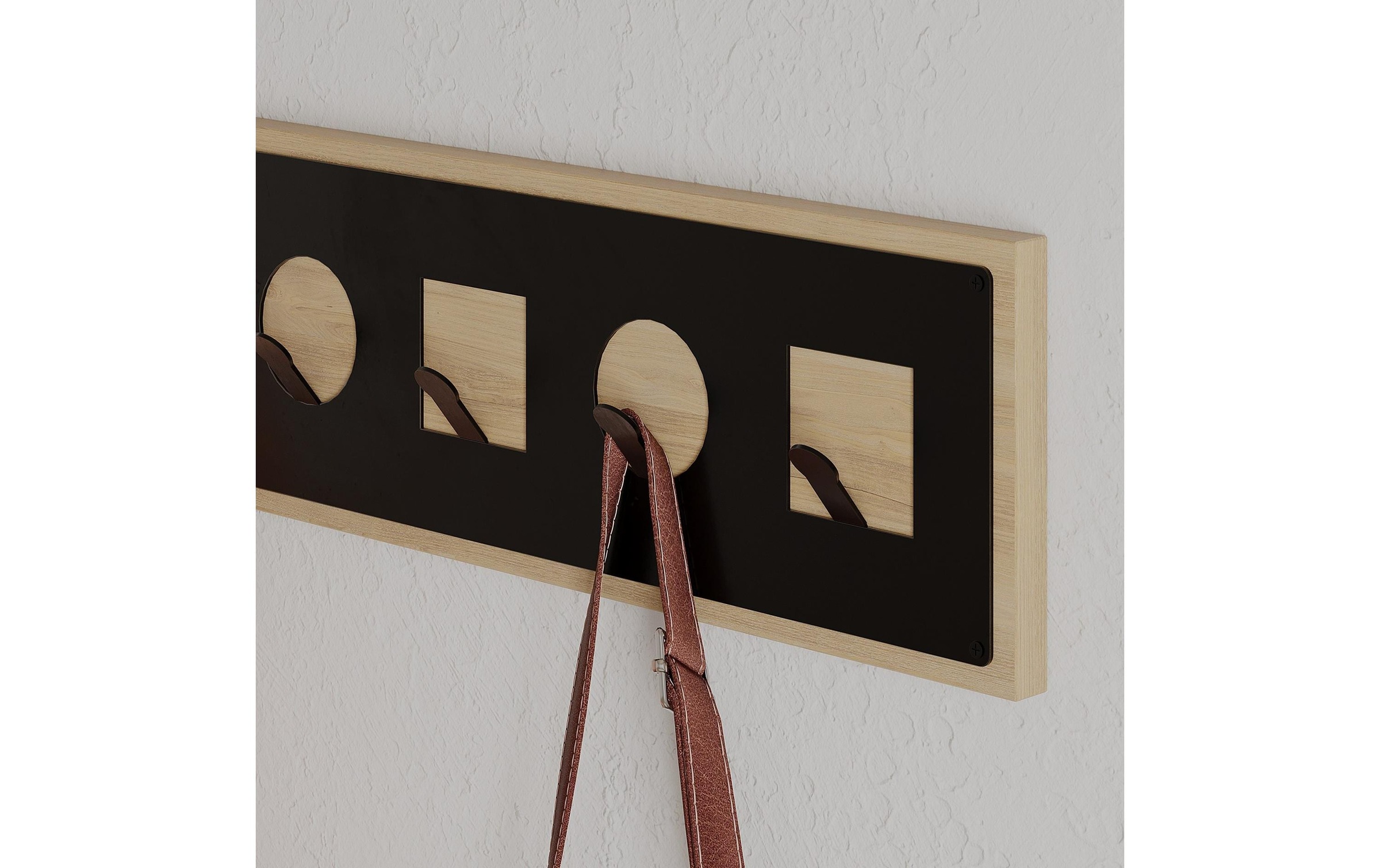 WOODY FASHION Barre de penderie »Icon Sapphire 5 Haken, Nature/Schwarz«