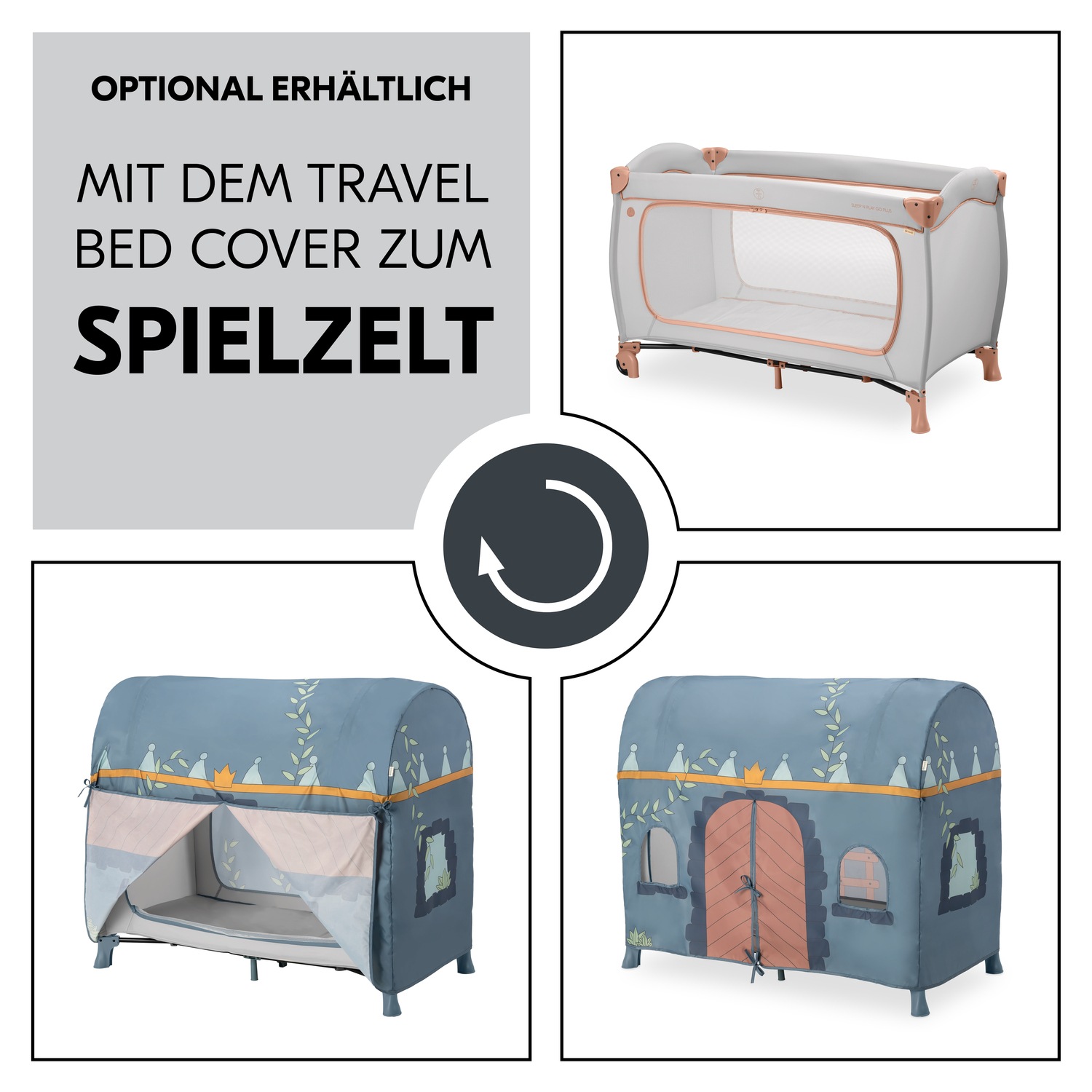 Hauck Baby-Reisebett »Sleep N Play Go Plus, Dusty Cork« mit integrierten Rädern; Vorderausstieg