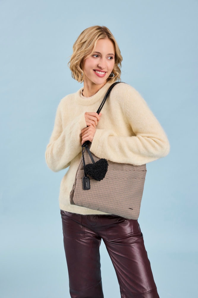 Rieker Umhängetasche Schultertasche, Damen Handtasche mit zwei Hauptfächern