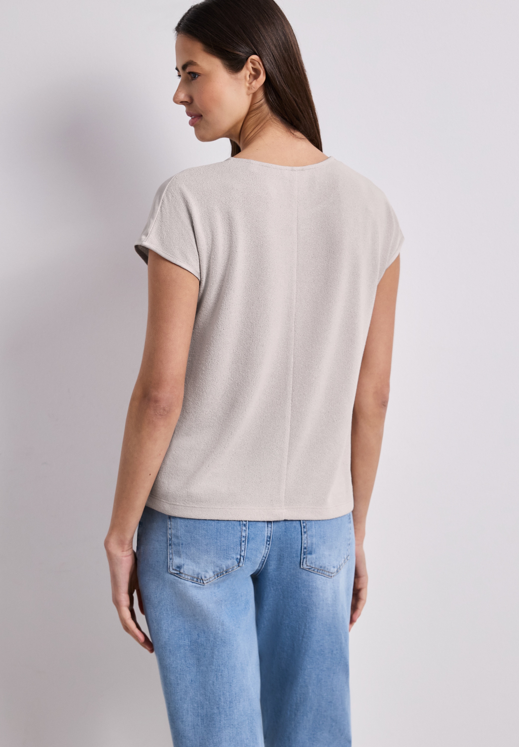 STREET ONE Haut de chemise uni, t-shirt d'été, aspect tricot