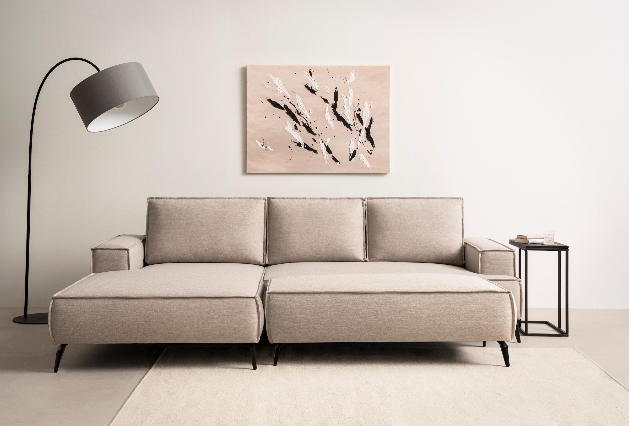 Home affaire Sitzgruppe »TVINNU, Polsterecke L-Form, Schlaffunktion, mit Hocker« Set,  Set, stellbar zum Schlafsofa (Krokodilverbinder)