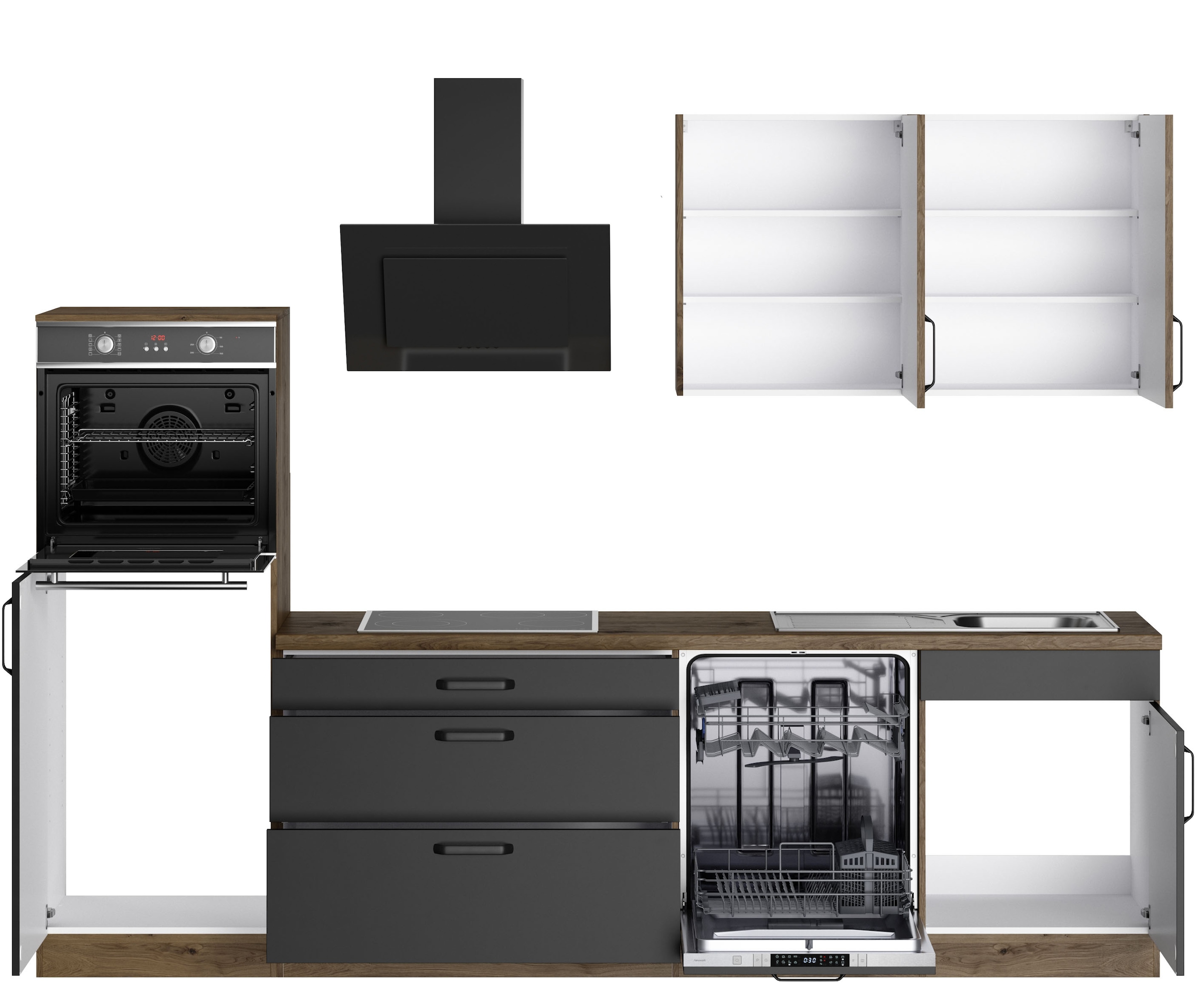 wiho Küchen Küchenzeile »Elba, TOPSELLER« wahlweise mit Hanseatic E-Geräten, Breite 280 cm