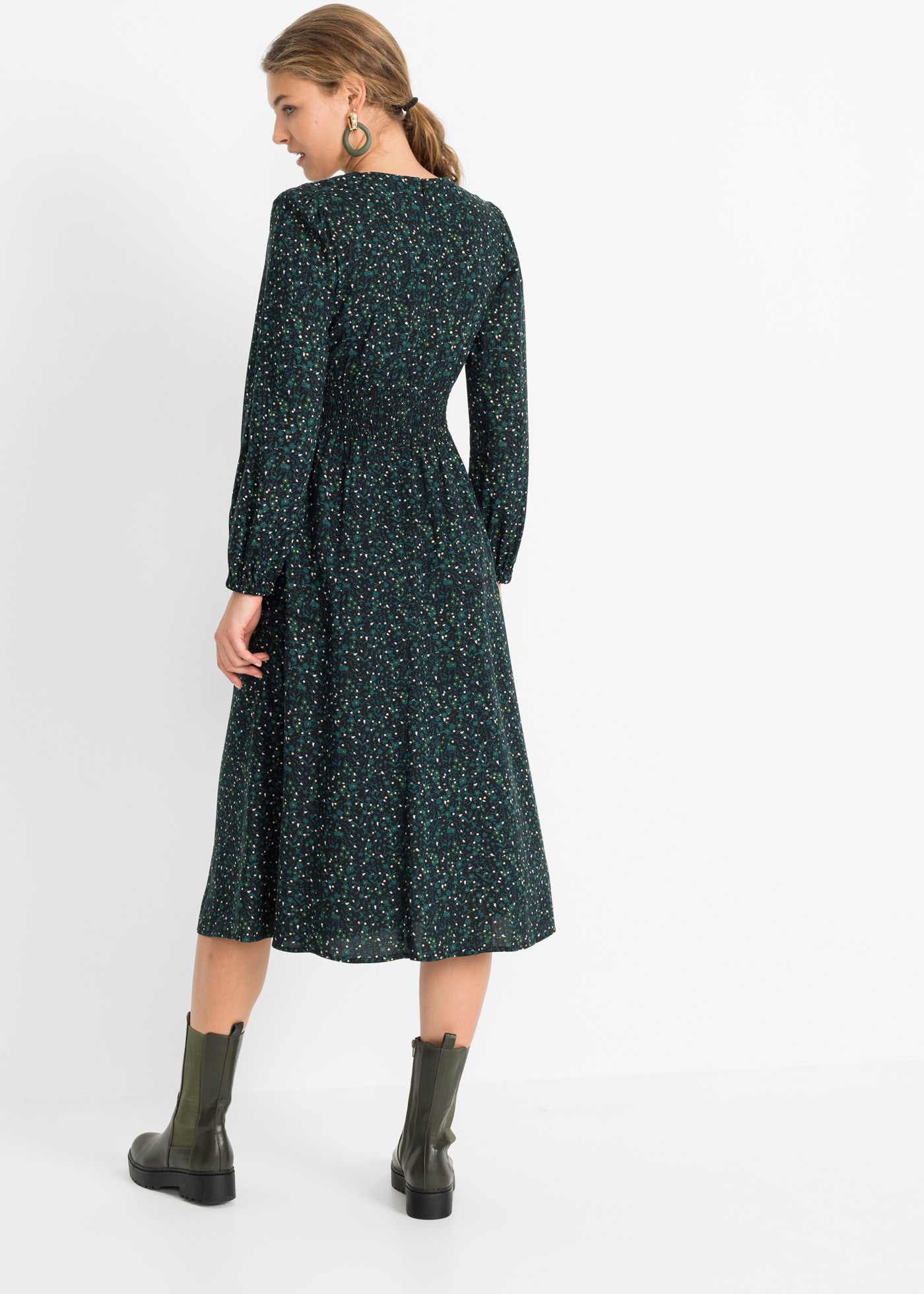 bonprix Robe midi »Midikleid mit Blumenprint« für die Herbstsaison, aus Viskose, Oversize-Passform