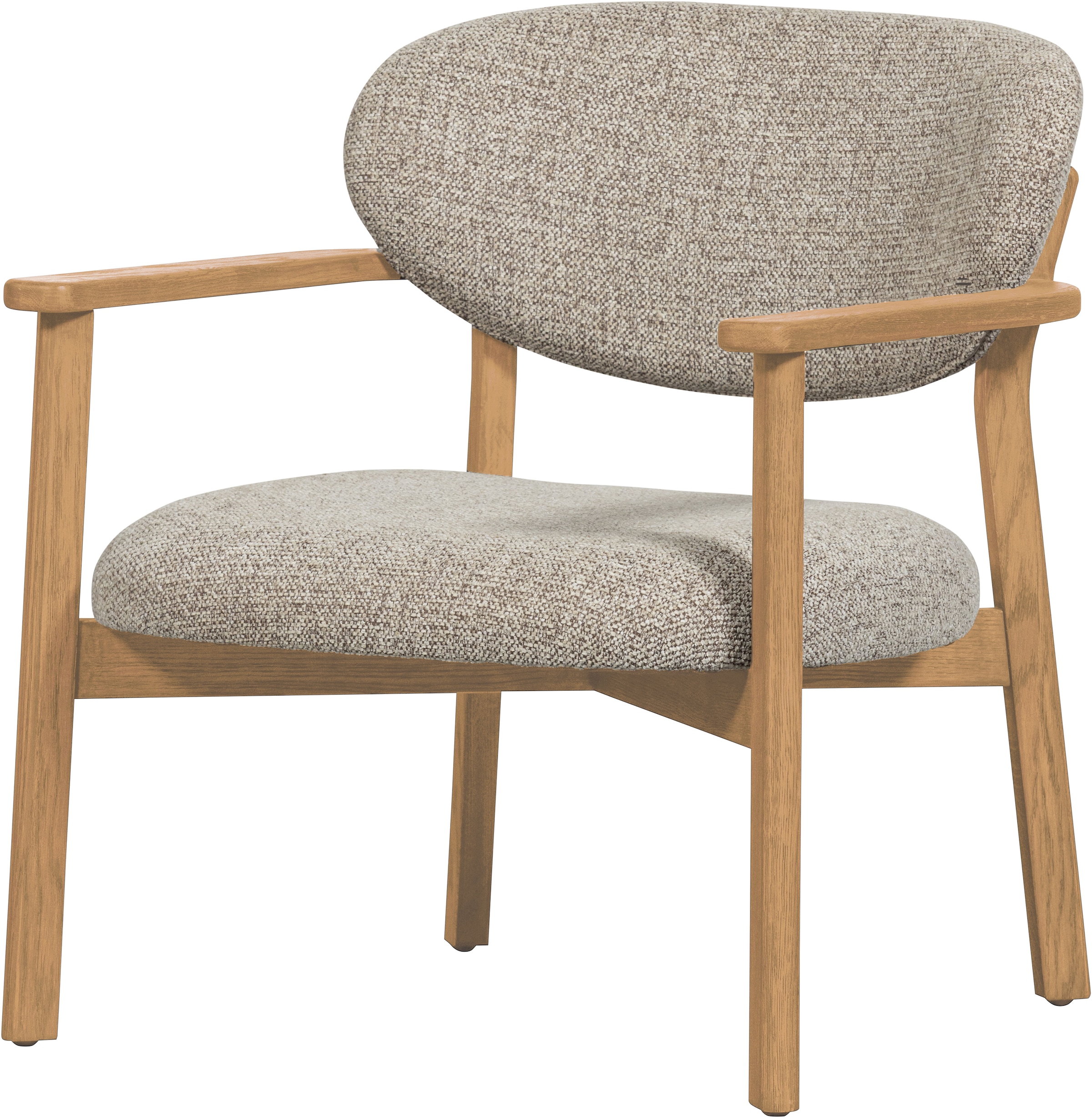 WOOOD Fauteuil lounge »Udar mit Eichenholzgestell und More-Melange-Bezug, B68 x T75 x H76 cm« très haute résistance à l'usure, accoudoirs intégrés, capacité de charge 120 kg