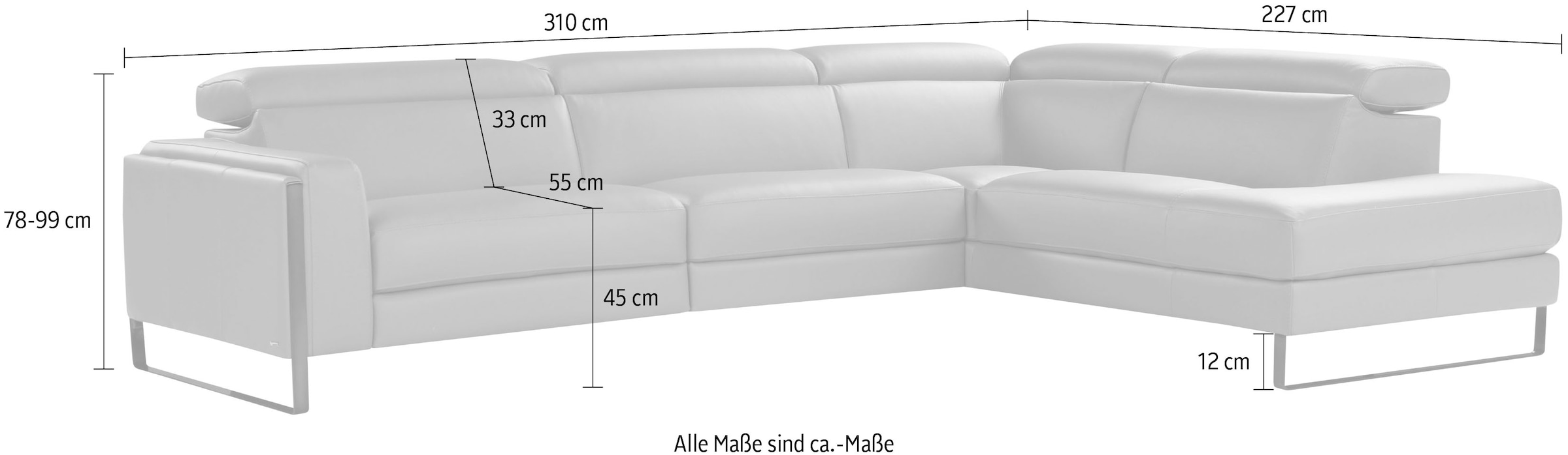 CALIA ITALIA Canapé d'angle »Pier, Design und erstklassiger Sitzkomfort im Einklang, L-Form« in hochwertigem Lederbezug, 310 cm Breite