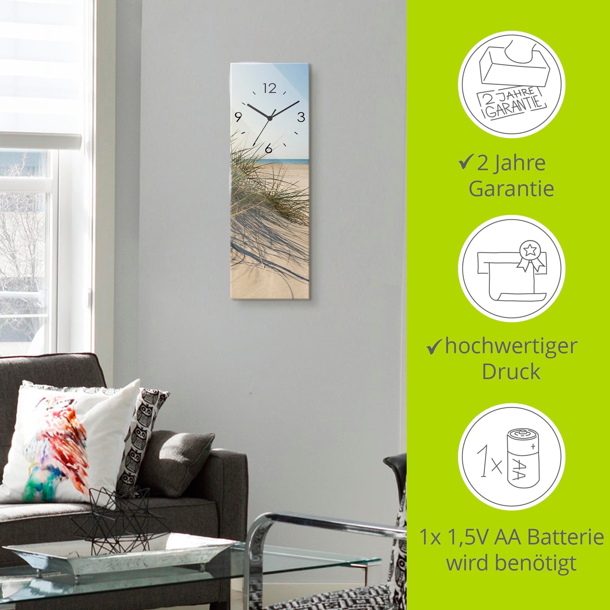 Artland Wanduhr »Strandgras« wahlweise mit  Quarz- oder Funkuhrwerk, lautlos ohne Tickgeräusche