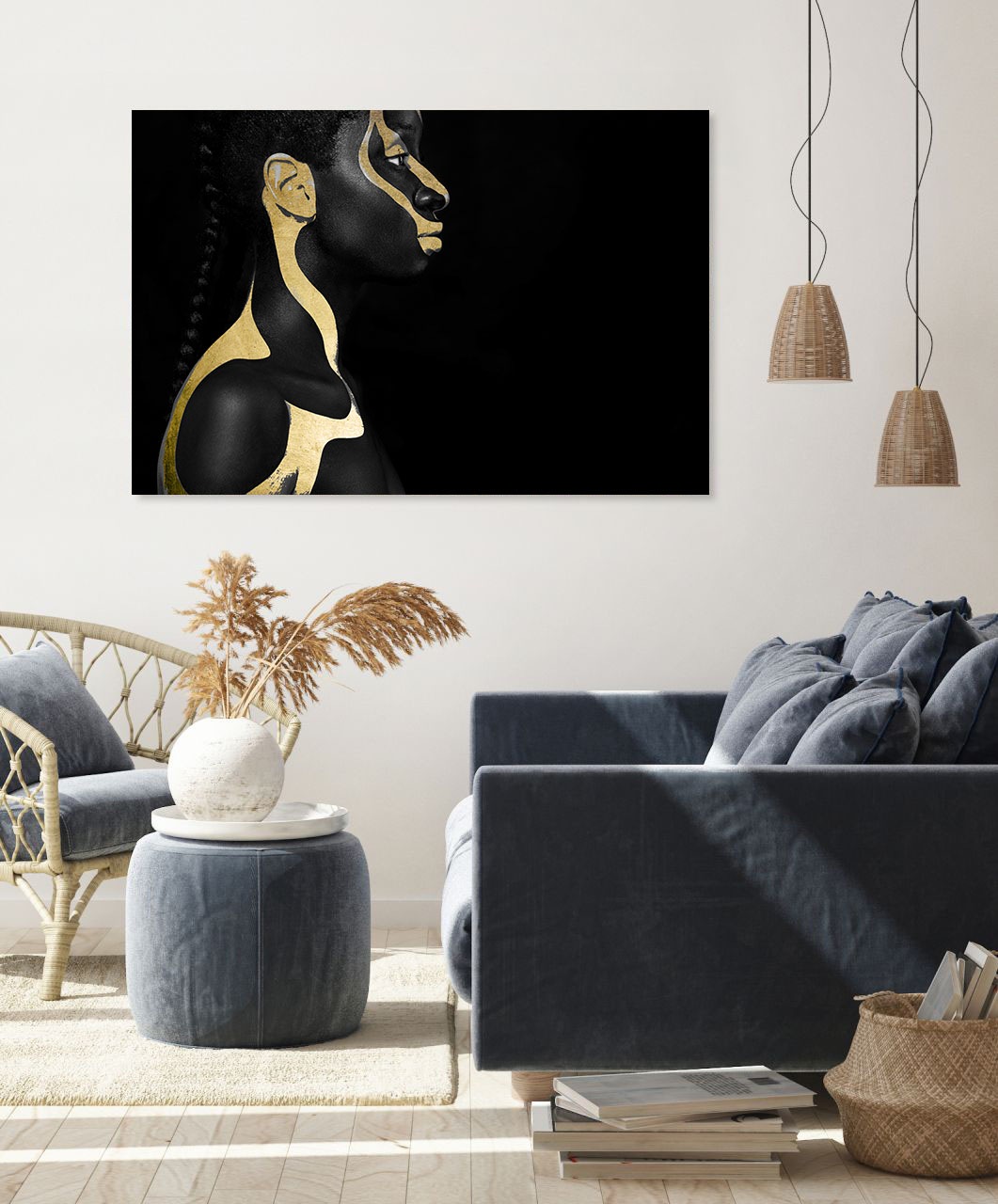 queence Tableau en verre acrylique »Amun-Re« 1 cuis tlg. von Hand eingearbeitete Blattgold Applikationen