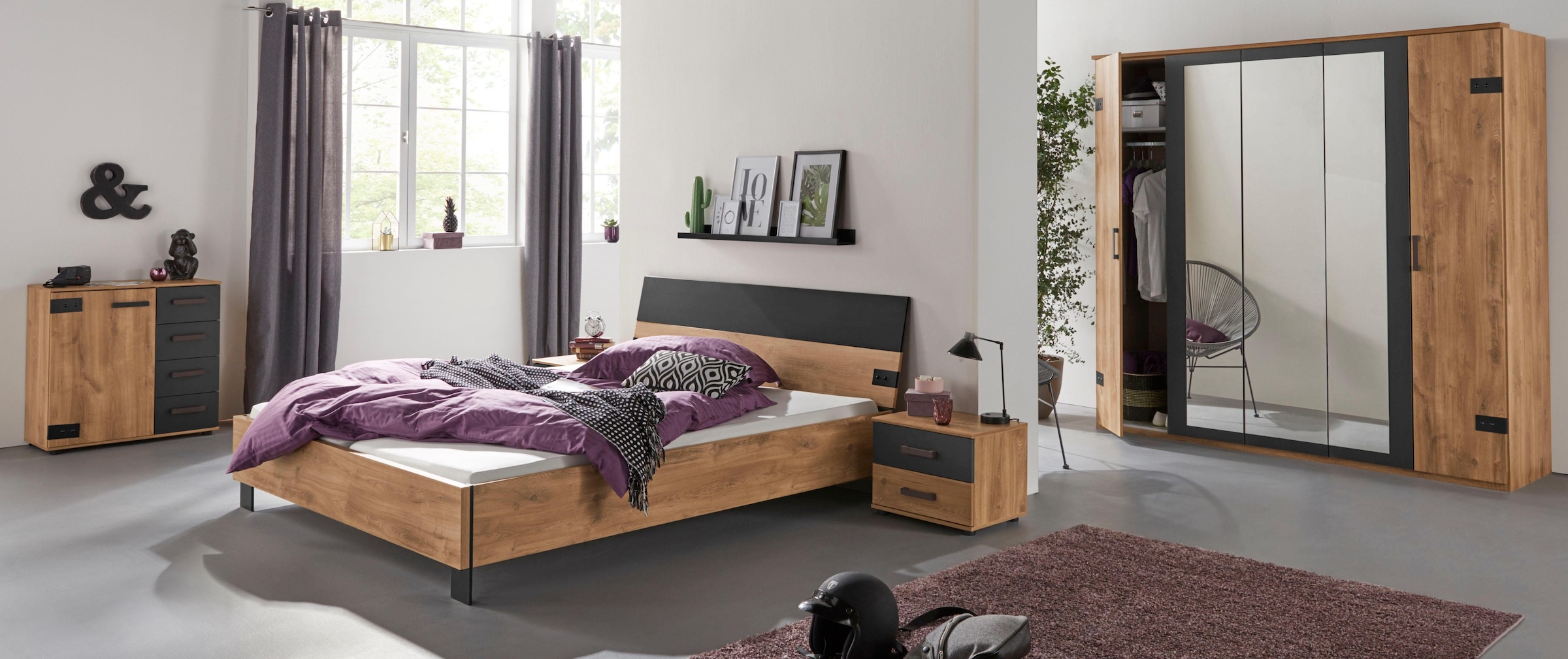 Wimex Drehtürenschrank »Malmö, Kleiderschrank mit Spiegel, Made in Germany« im Industrial Look, 180 oder 225cm breit