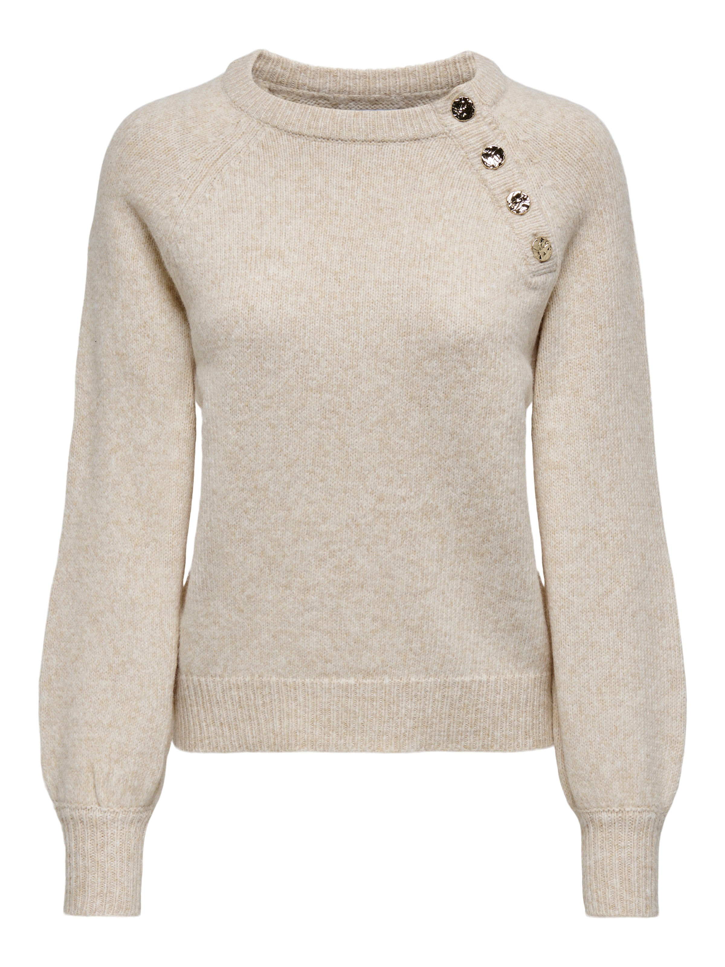 ONLY Pull à col rond »ONLEMMA LS BUTTON ONECK EX KNT« fibre synthétique, coupe régulière