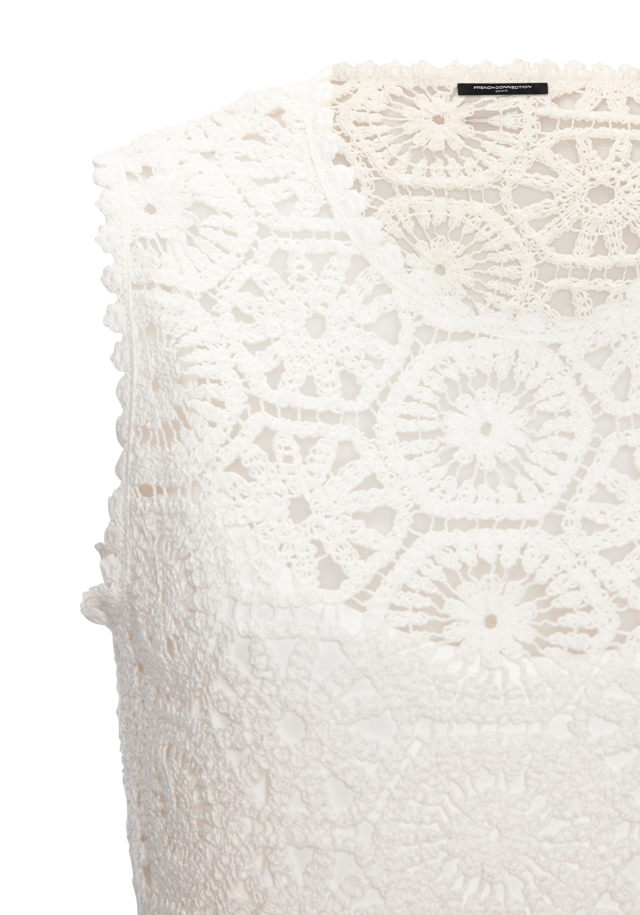 French Connection Strickkleid »aus weicher Häkelspitze mit herausnehmbarem Unterkleid, Midikleid« mit Unterkleid,  Ohne Taschen elegantes Strandkleid, Sommerkleid aus hochwertiger Häkelspitze
