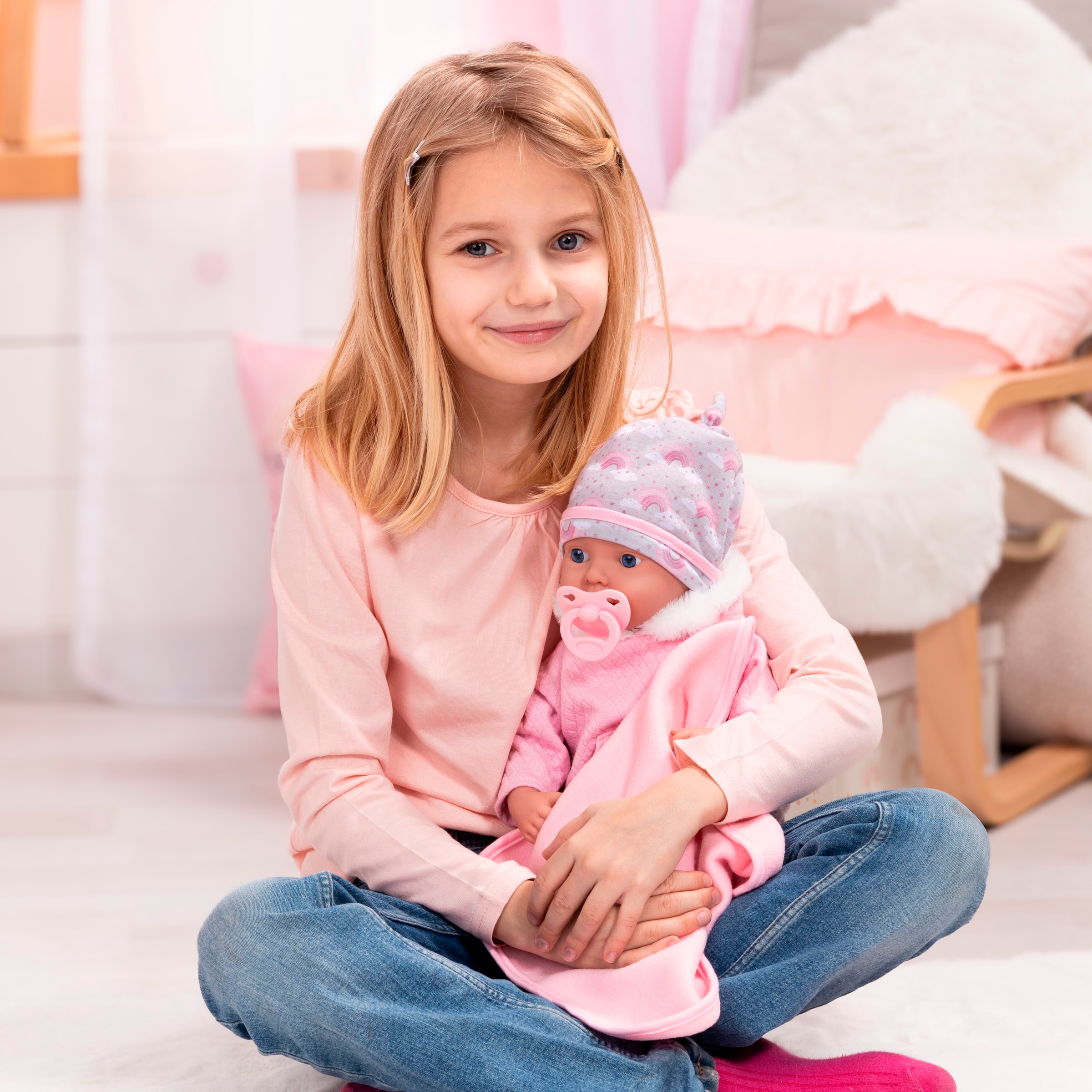 Bayer Poupée bébé »Reborn Baby, 38 cm Regenbogenmuster«