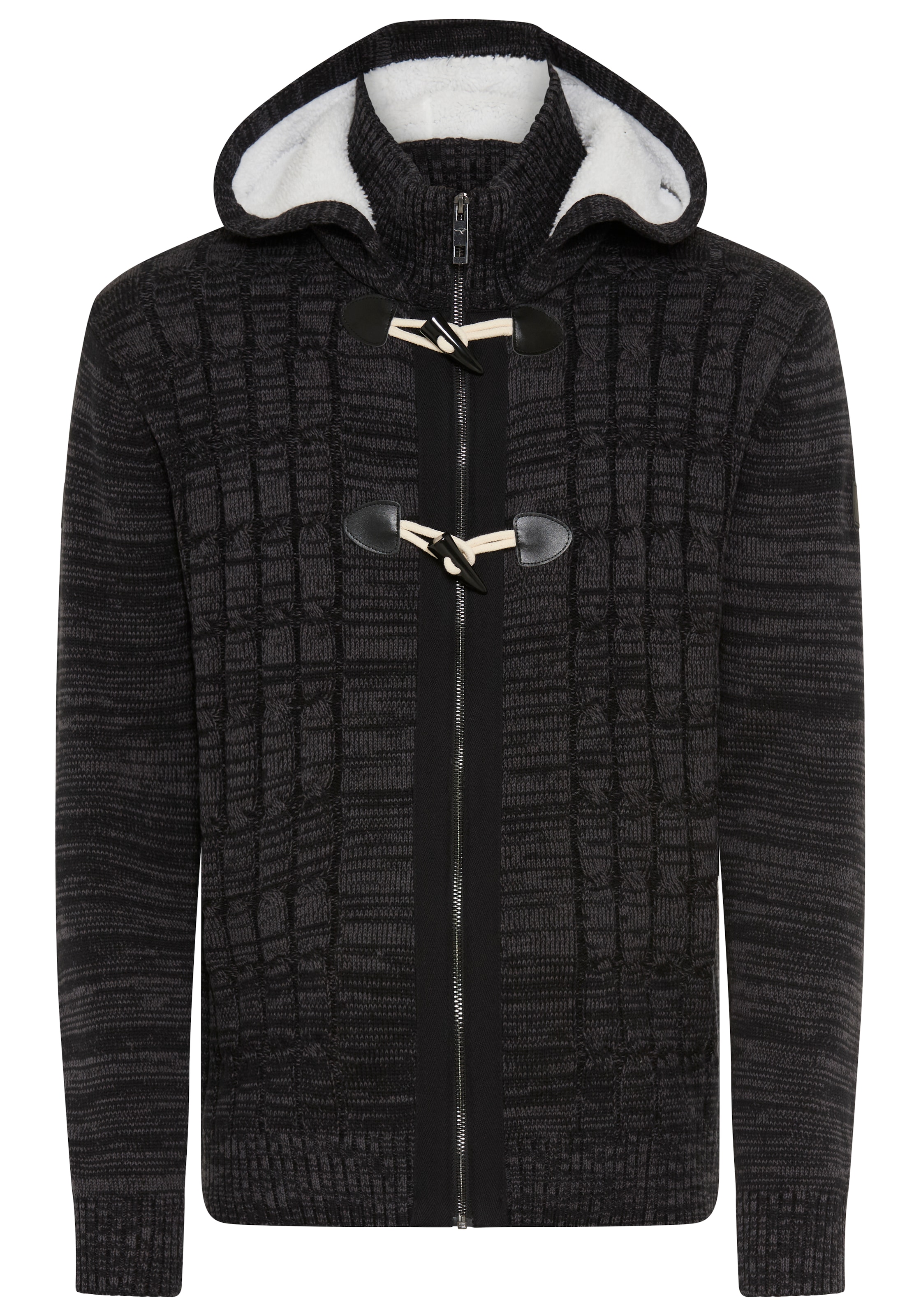 KangaROOS Kapuzenstrickjacke mit Reissverschluss und Knebelknopfverschluss, Regular Fit, Langarm