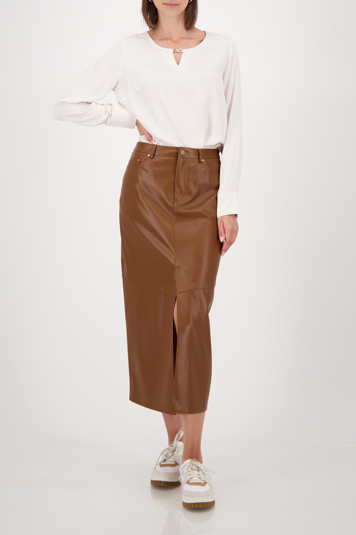 Monari Blouse à manches longues Regular fit mit Rundhalsausschnitt mit Schmuckdetail